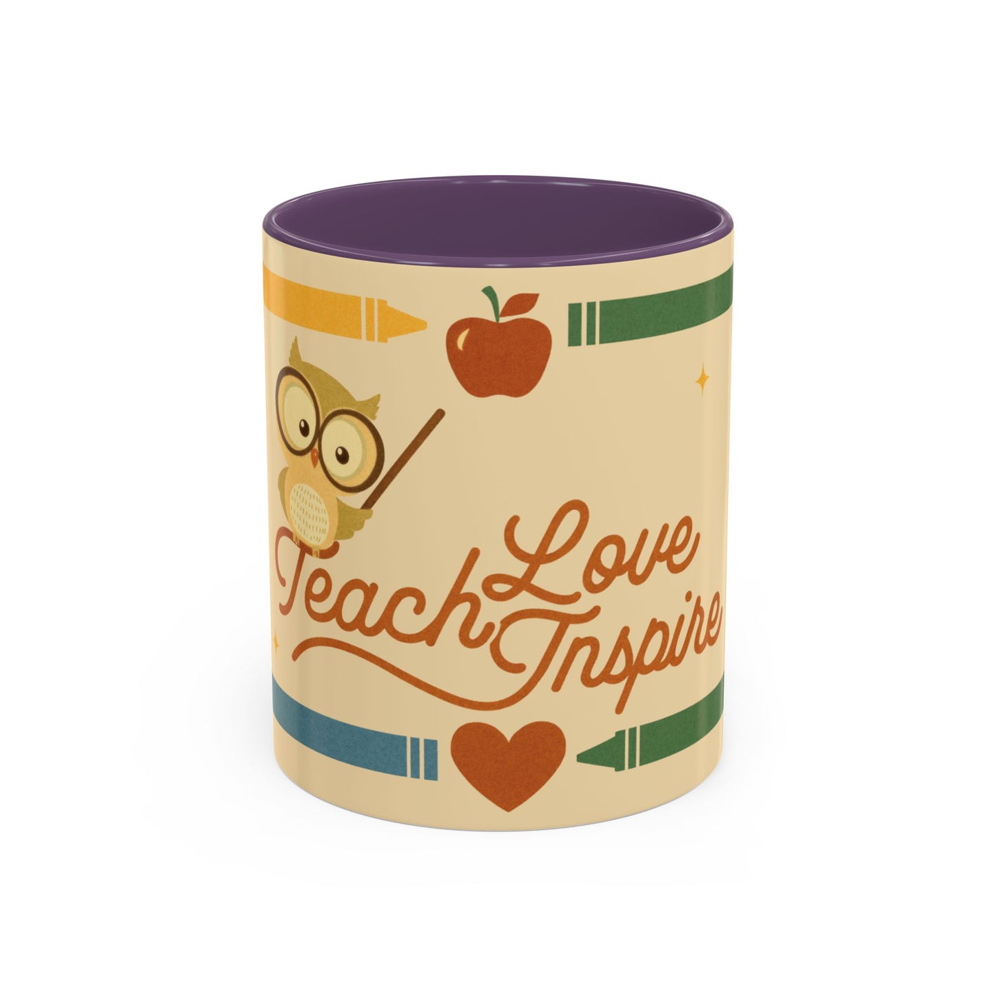 Teach Love Inspire Color Accent Mug (11oz/15oz) – Teacher Gift • Back to School • Durable Ceramic, Dishwasher & Microwave Safe