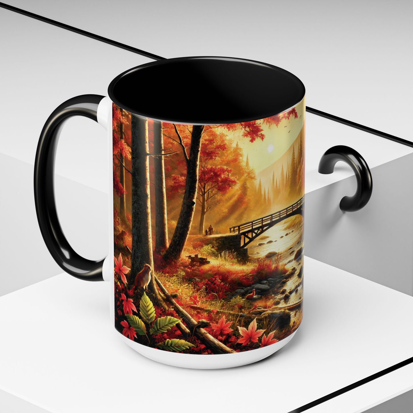 Cozy Autumn Cabin Mug | Fall Vibes Accent Coffee Mug (11oz/15oz)