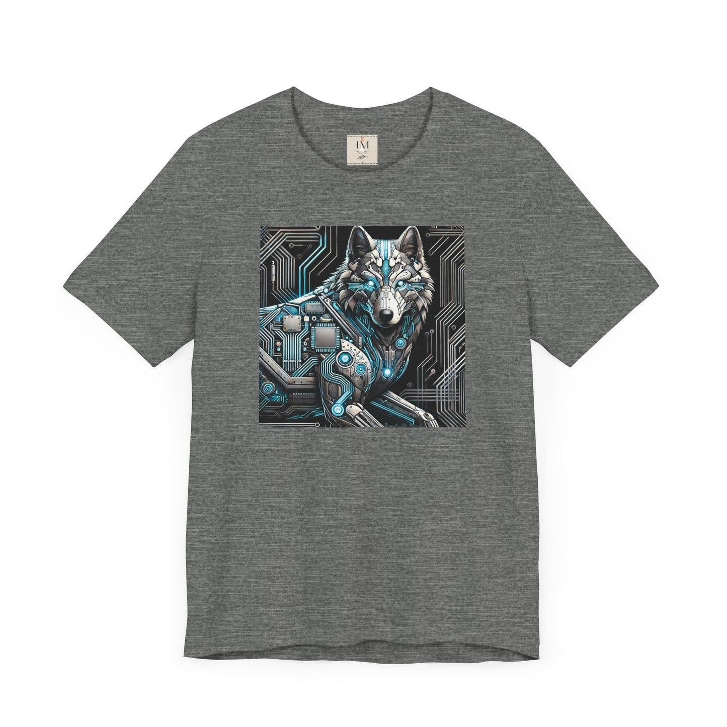 Tech Cyber Wolf Unisex Jersey Tee - Futuristic Animal Print Animal T-Shirt