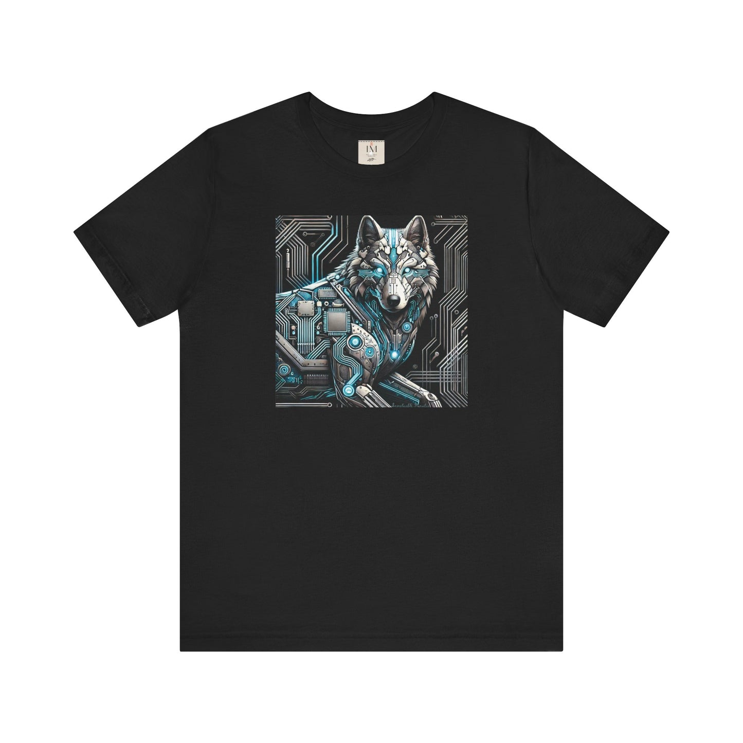 Tech Cyber Wolf Unisex Jersey Tee - Futuristic Animal Print Animal T-Shirt