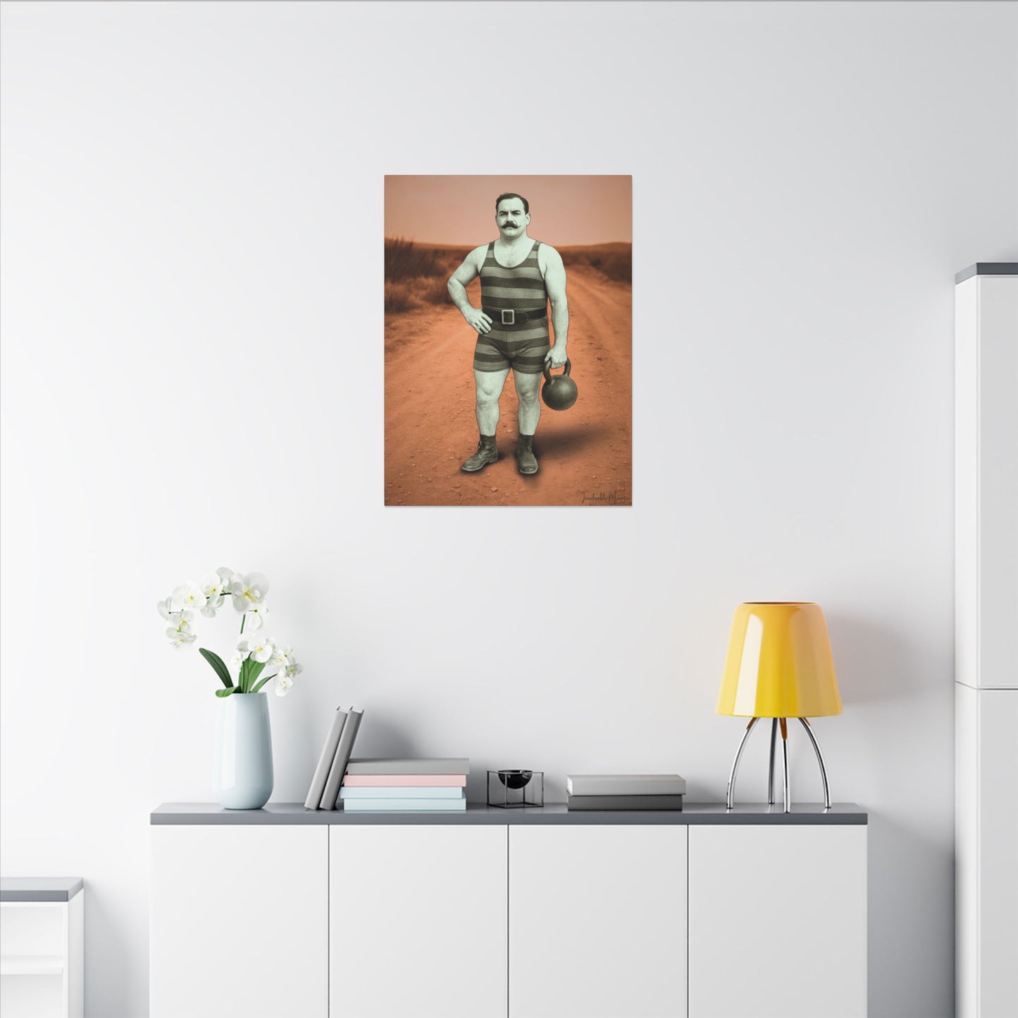 The Strongman – Matte Canvas Print (Gallery-Wrapped) 0.75" – Vintage Circus-Inspired Canvas Wall Art