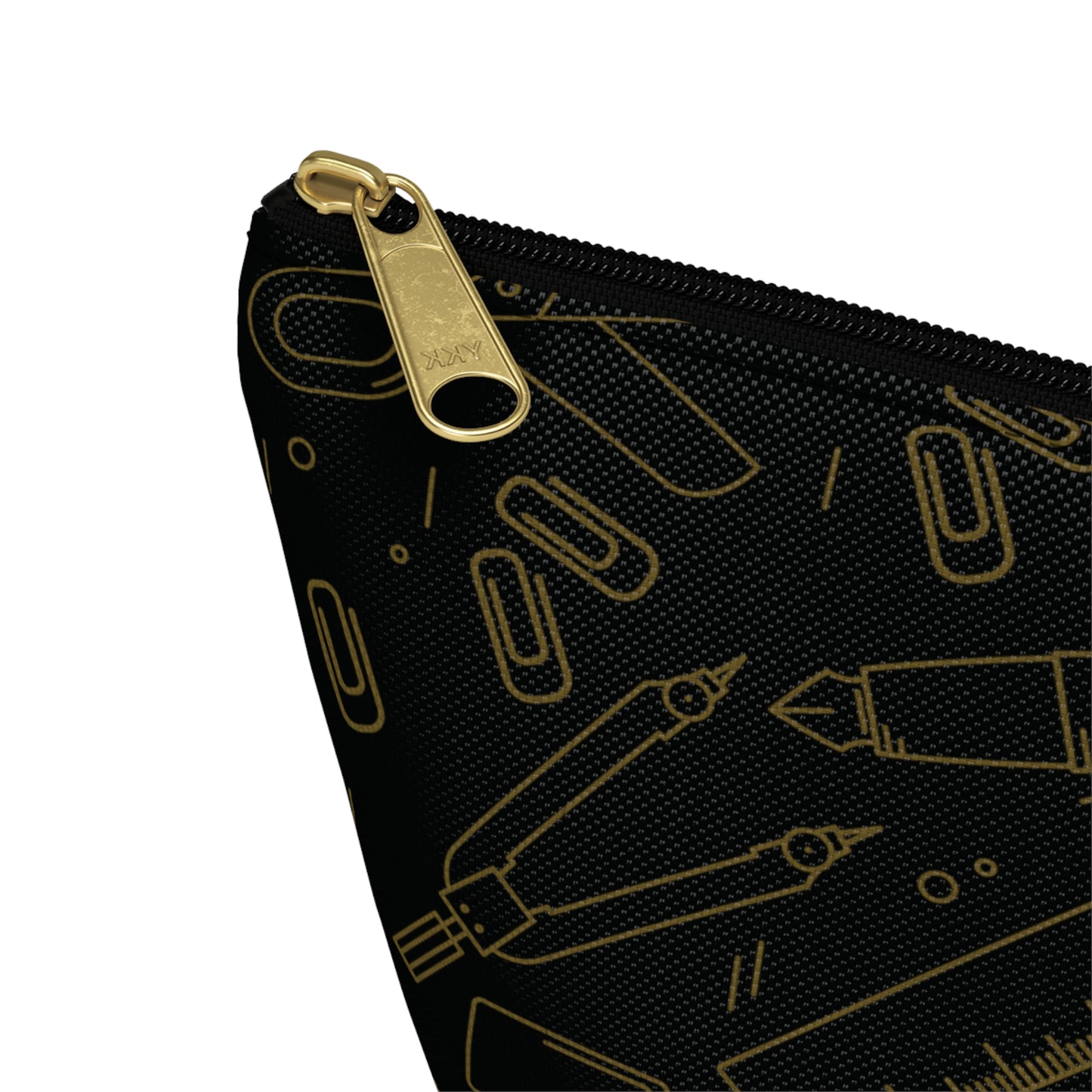 Black & Gold Artist Sketch T-Bottom Pouch • Stylish Pencil Case or Makeup Bag • Small or Large Sizes