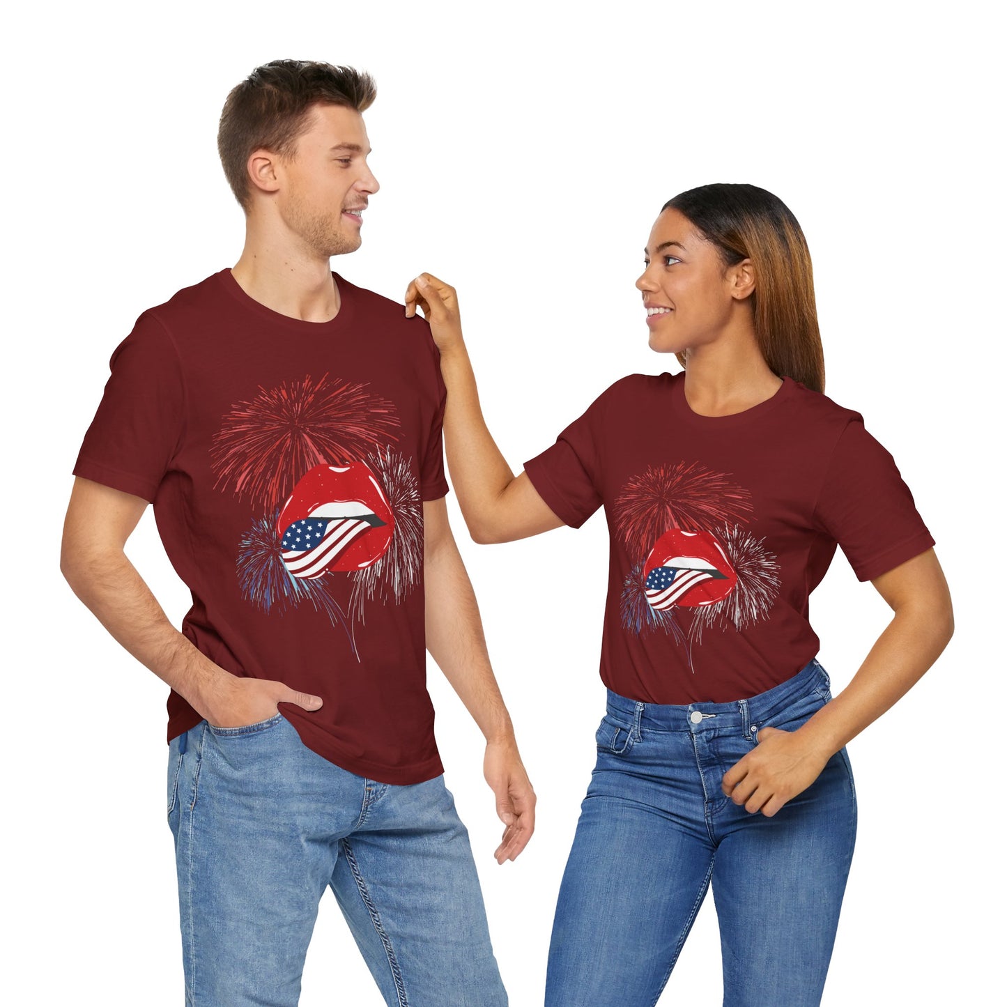 American Flag Lips Tee – Unisex Bella + Canvas Jersey Tee - 4th of July