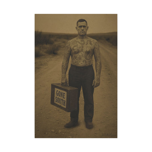 Den tatuerade mannen â Matt canvastavla (galleriinlindad) 1,7 cm â Canvastavla inspirerad av vintagecirkusen