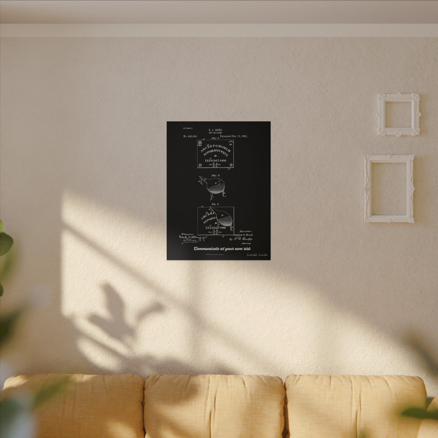 Ouija Board Patent Print (1891) – Gothic Spirit Board Canvas Wall Art