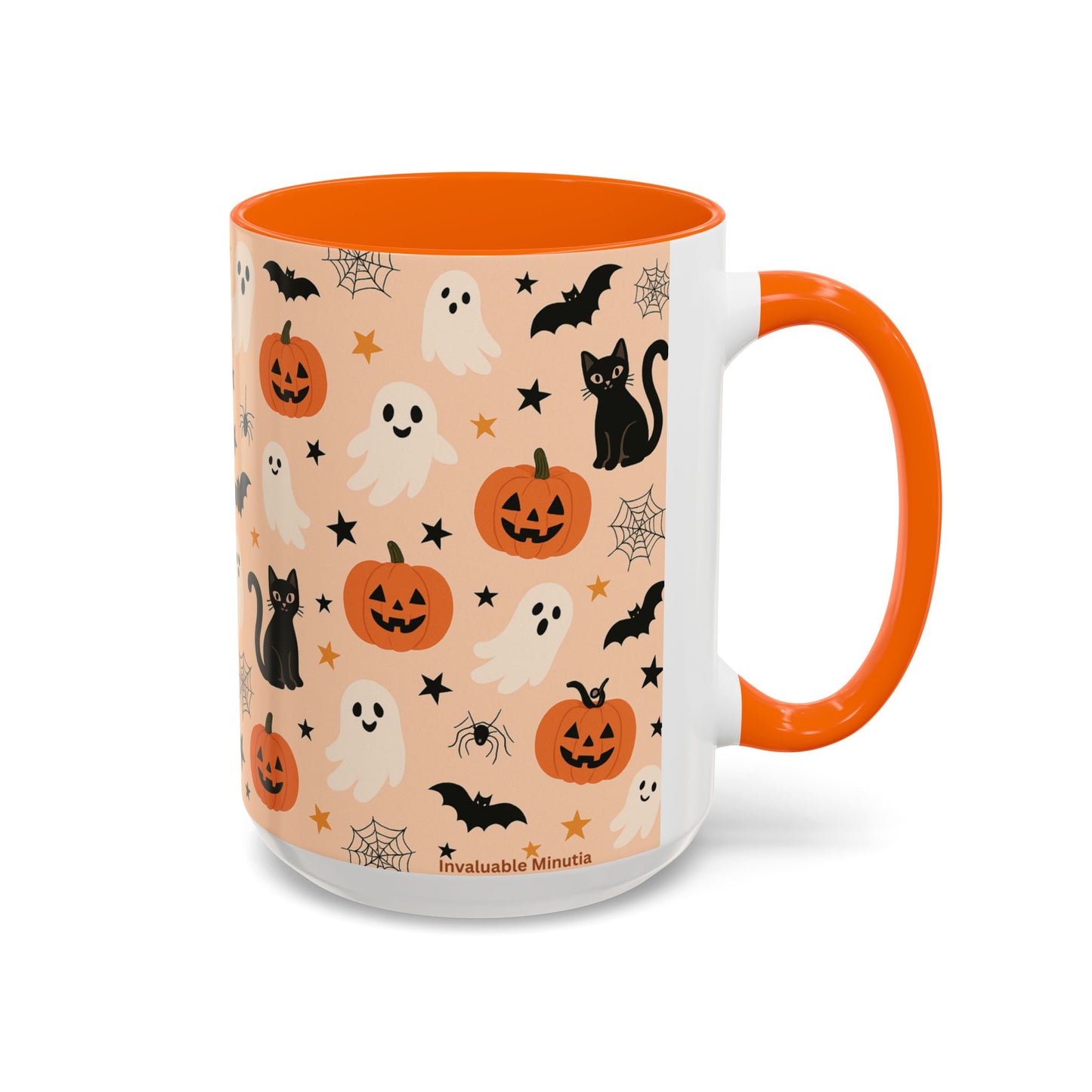 Halloween Color Accent Mug β Ghosts, Pumpkins & Black Cats, Fall Coffee Cup (11oz & 15oz) β Boutique Spooky Season Drinkware