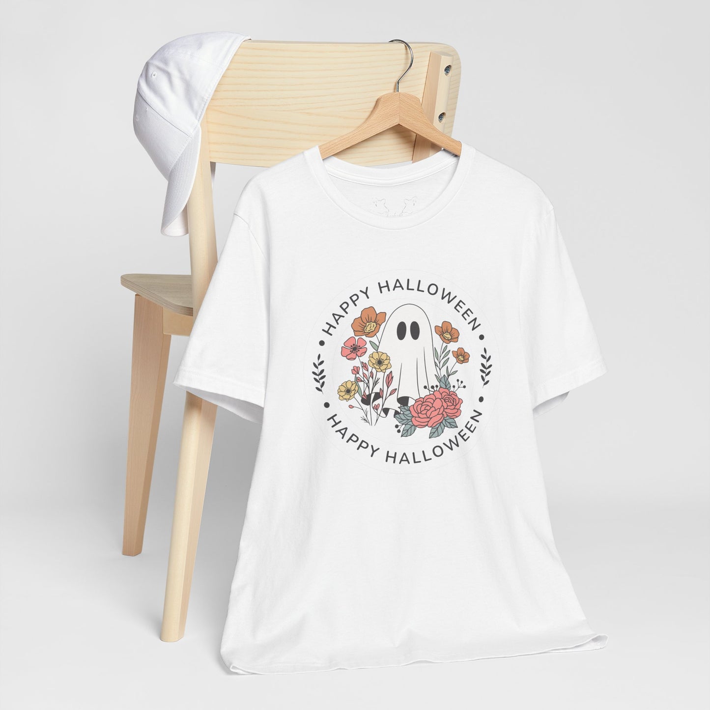 Happy Halloween Floral Ghost Tee – Bella+Canvas 3001
