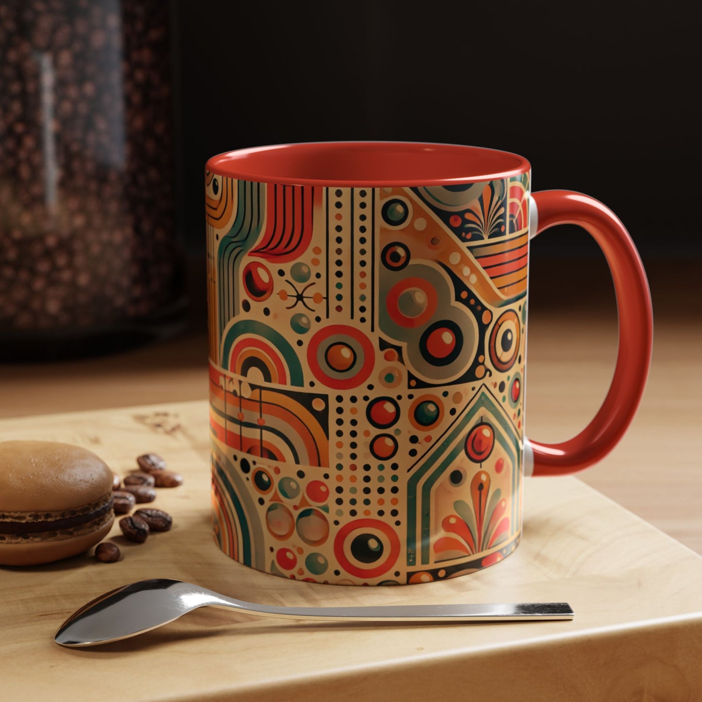 πΏ Retro Boho Accent Coffee Mug | 11oz & 15oz Ceramic Cup | Custom Colors Available