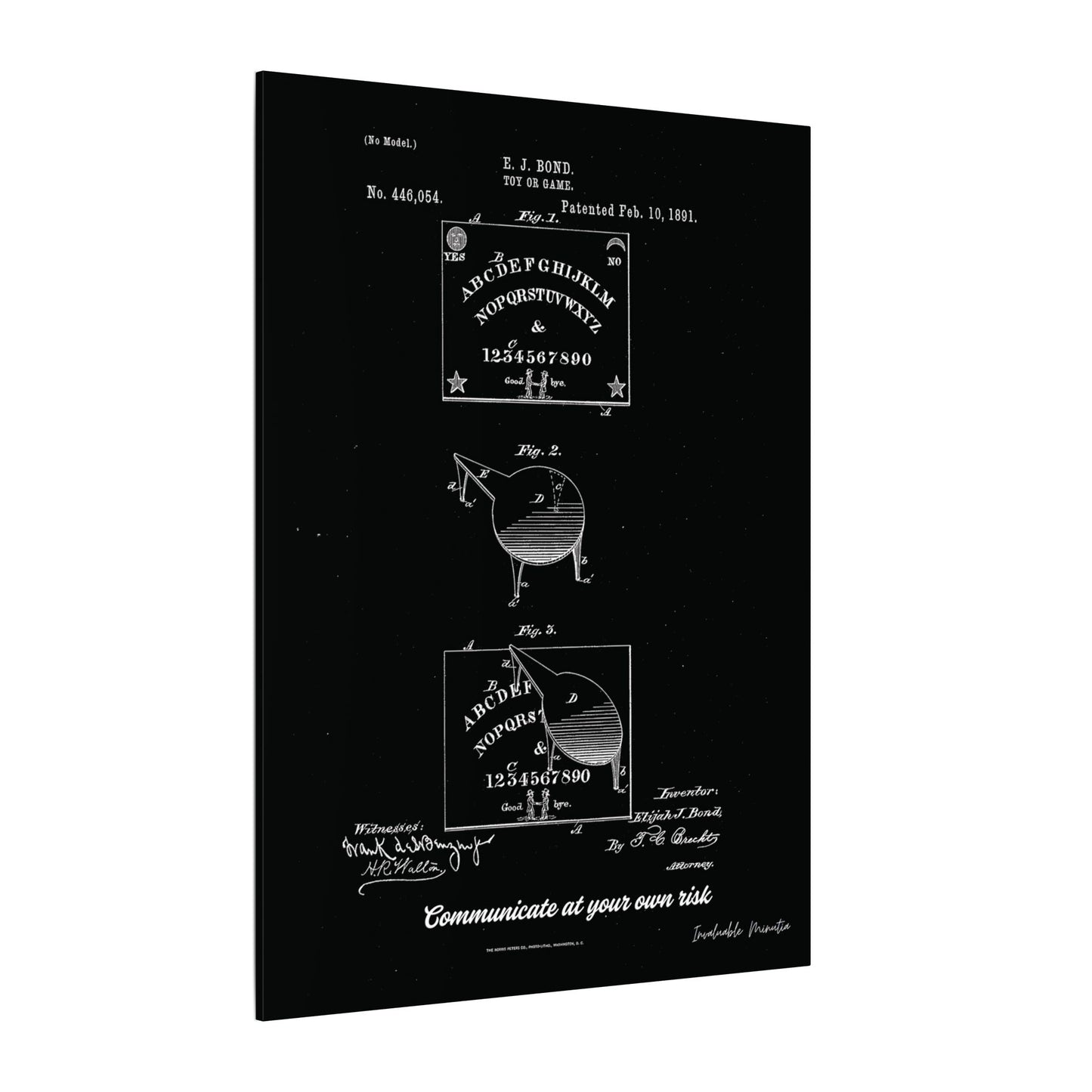 Ouija Board Patent Print (1891) – Gothic Spirit Board Canvas Wall Art