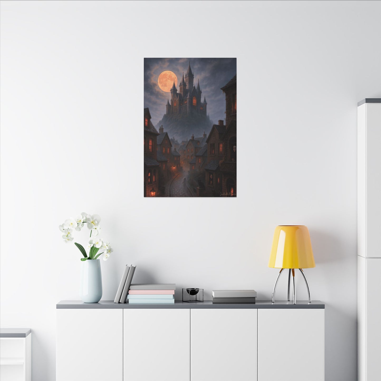 Haunted Hilltop Castle Canvas Print – Gothic Halloween Wall Art for Spooky Season Decor