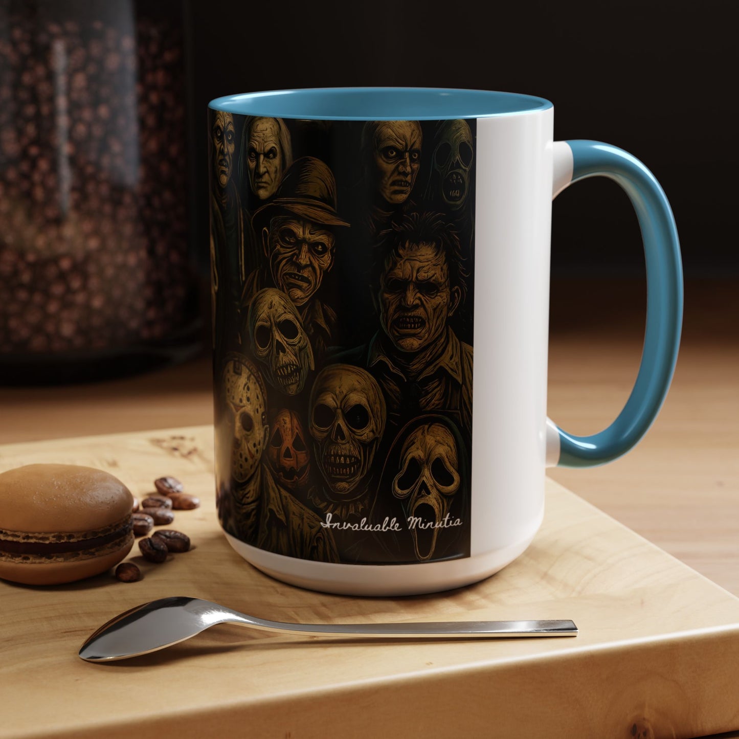 Horror Villain Collage Mug – 15oz & 11oz Ceramic Coffee Mug – Slasher Icons Halloween Gift – Goth Horrorcore Kitchen Decor