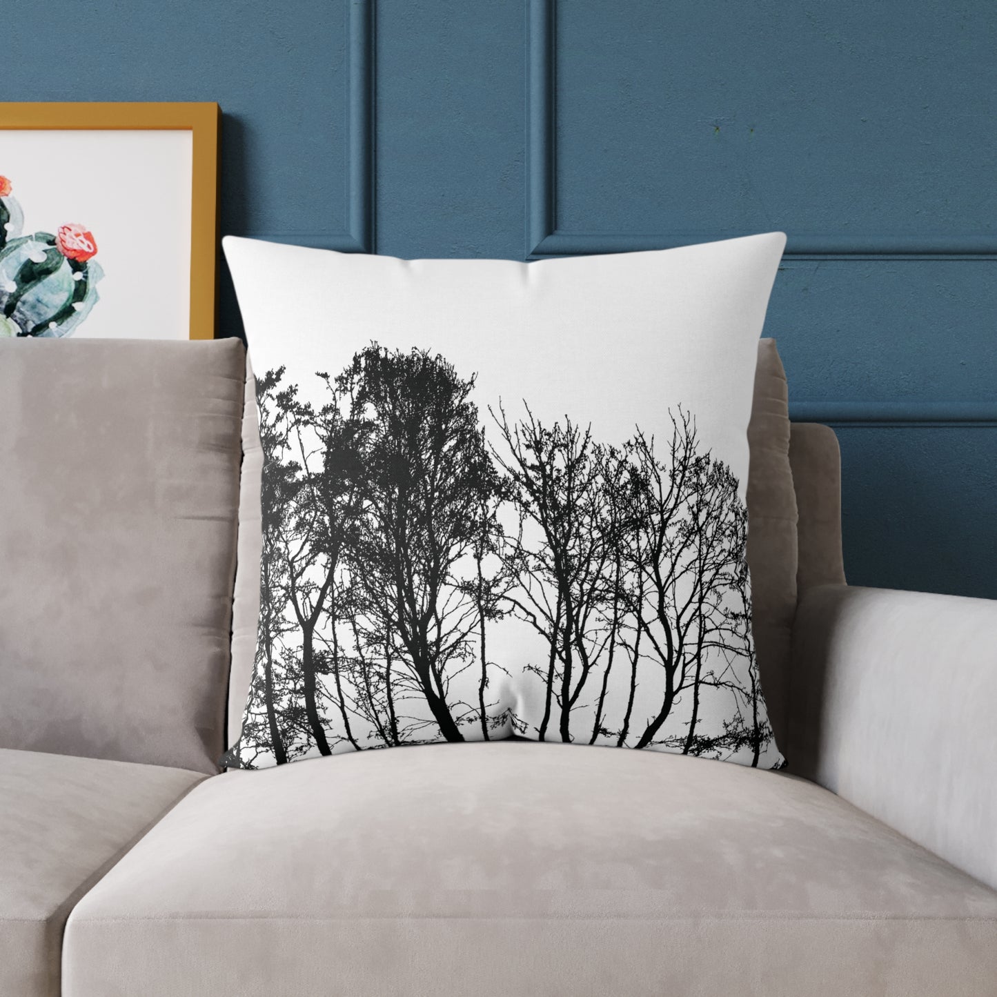 Dead Calm Treeline Silhouette Pillow β Stark Nature Accent for Lovers of the Bare & Bold - Canvas Throw Pillow