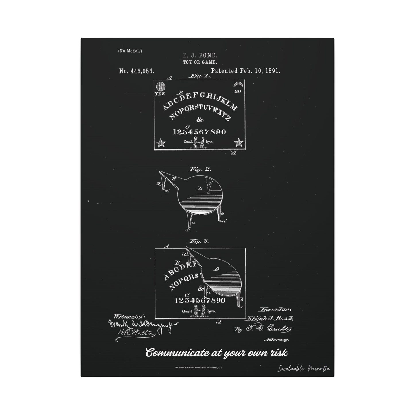 Ouija Board Patent Print (1891) – Gothic Spirit Board Canvas Wall Art
