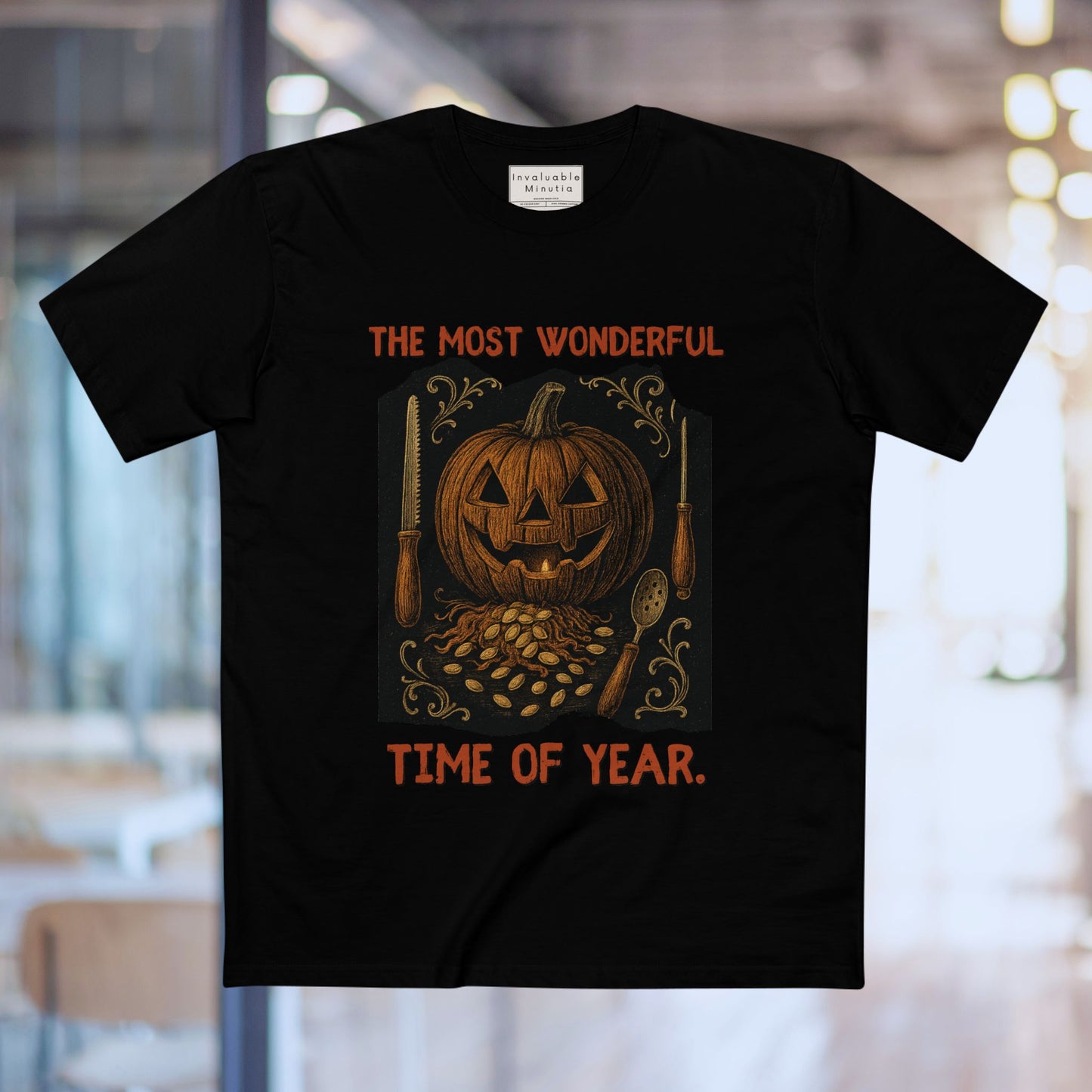 Halloween Jack-O’-Lantern Tee – “The Most Wonderful Time of Year” Vintage Pumpkin Carving Shirt | AS Colour 5001 Unisex
