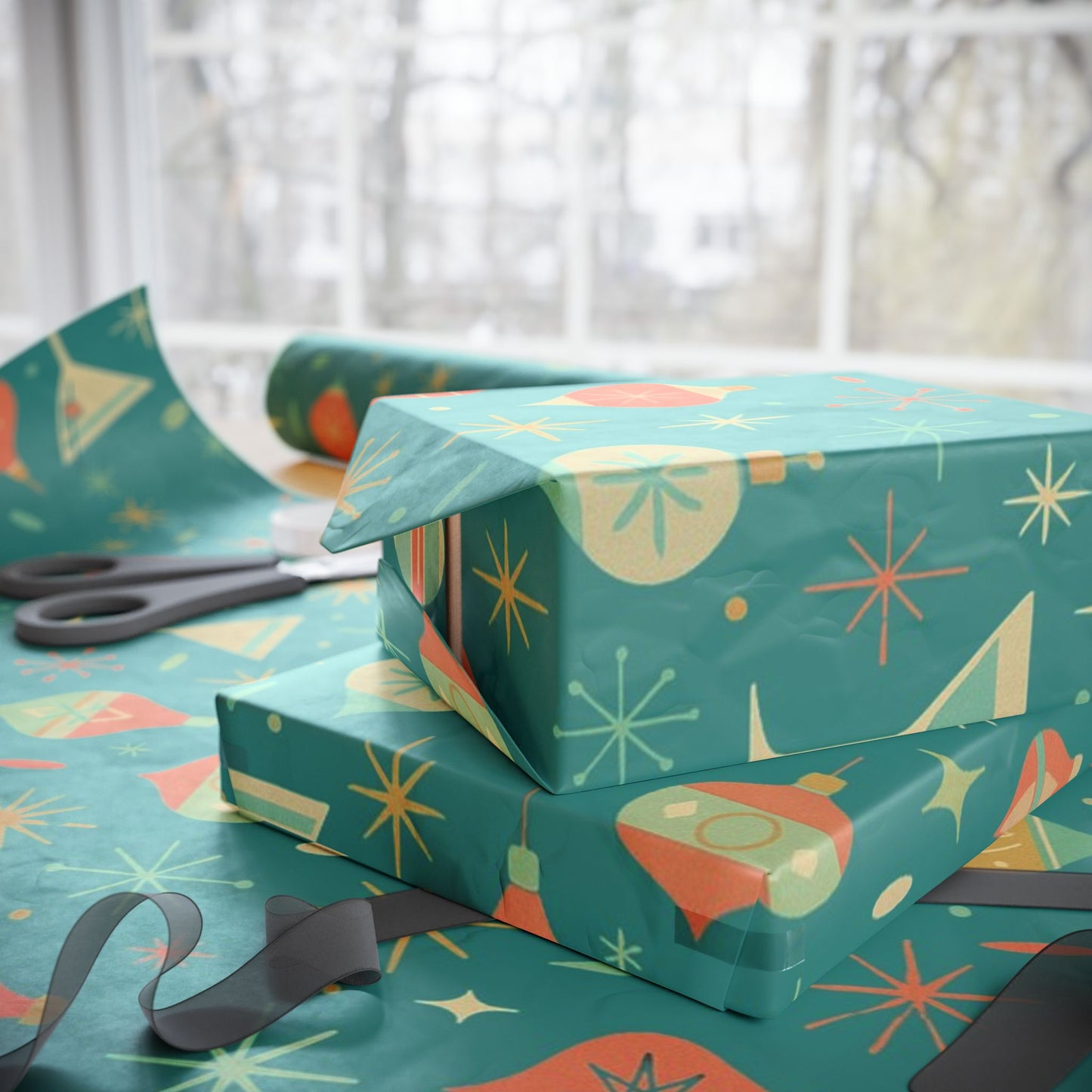 Atomic Christmas Cocktail – Mid-Century Holiday Wrapping Paper, Retro Martini Gift Wrap, 30" Roll (Matte/Gloss)