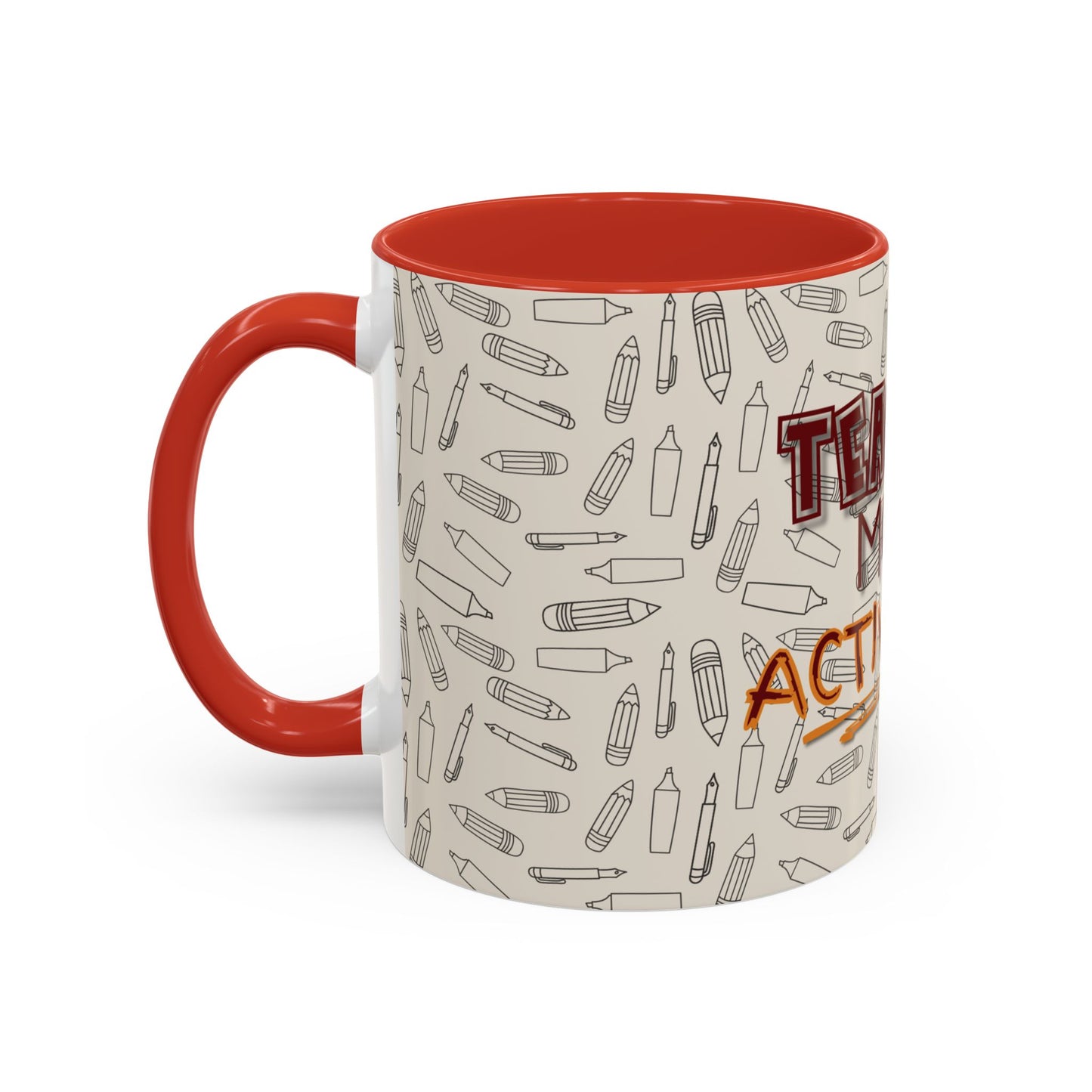 Funny Teacher Coffee Mug – Back to School Gift – “Teacher Mode Activated” – Color Accent 11oz 15oz – Classroom Decor – Durable Ceramic – Education Life