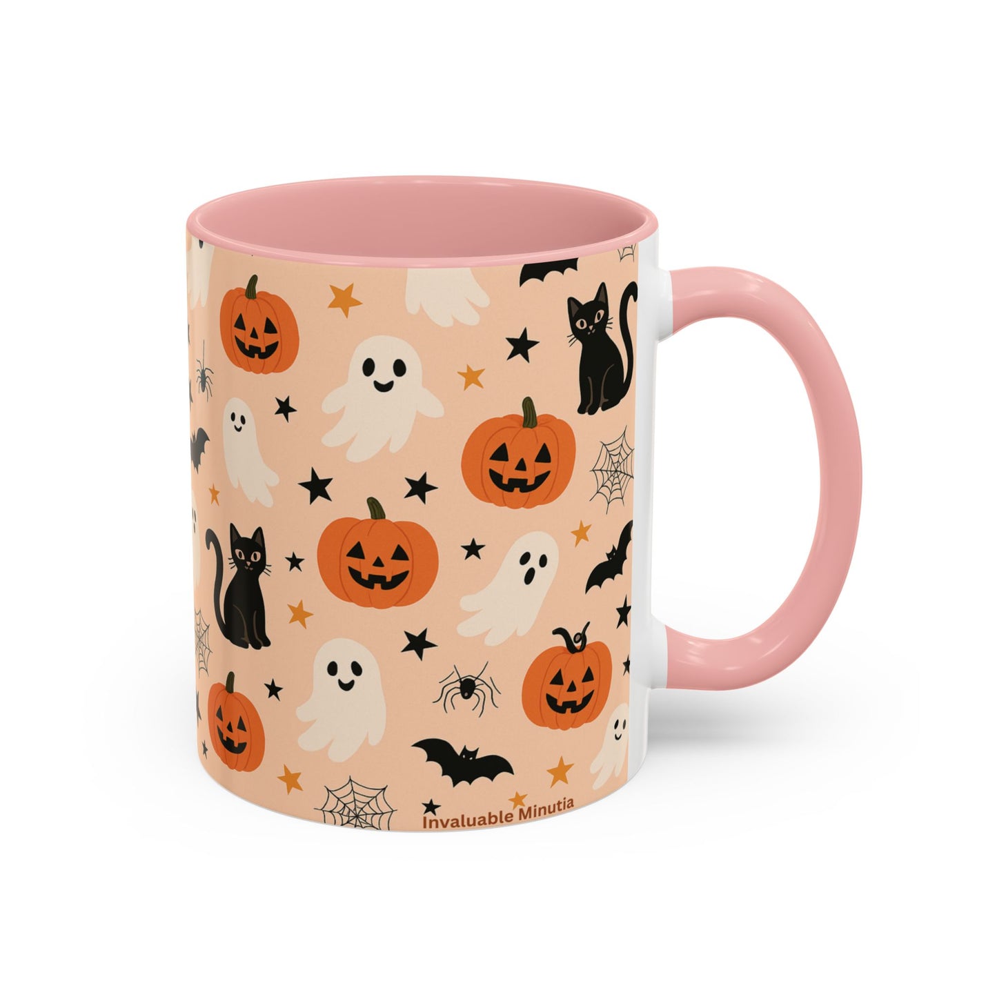 Halloween Color Accent Mug β Ghosts, Pumpkins & Black Cats, Fall Coffee Cup (11oz & 15oz) β Boutique Spooky Season Drinkware