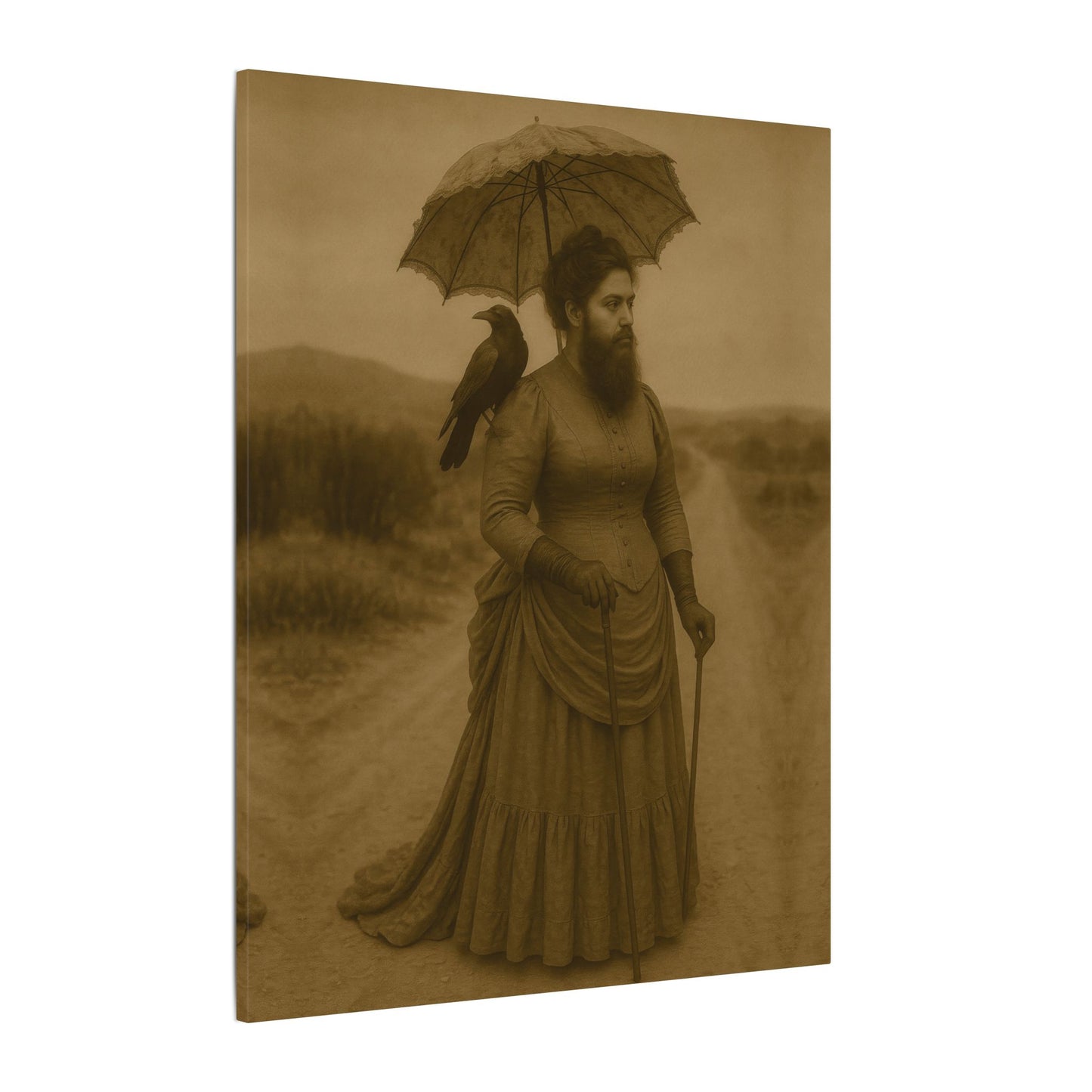 Bearded Lady with Crow β Matte Canvas Print (Gallery-Wrapped) 0.75"