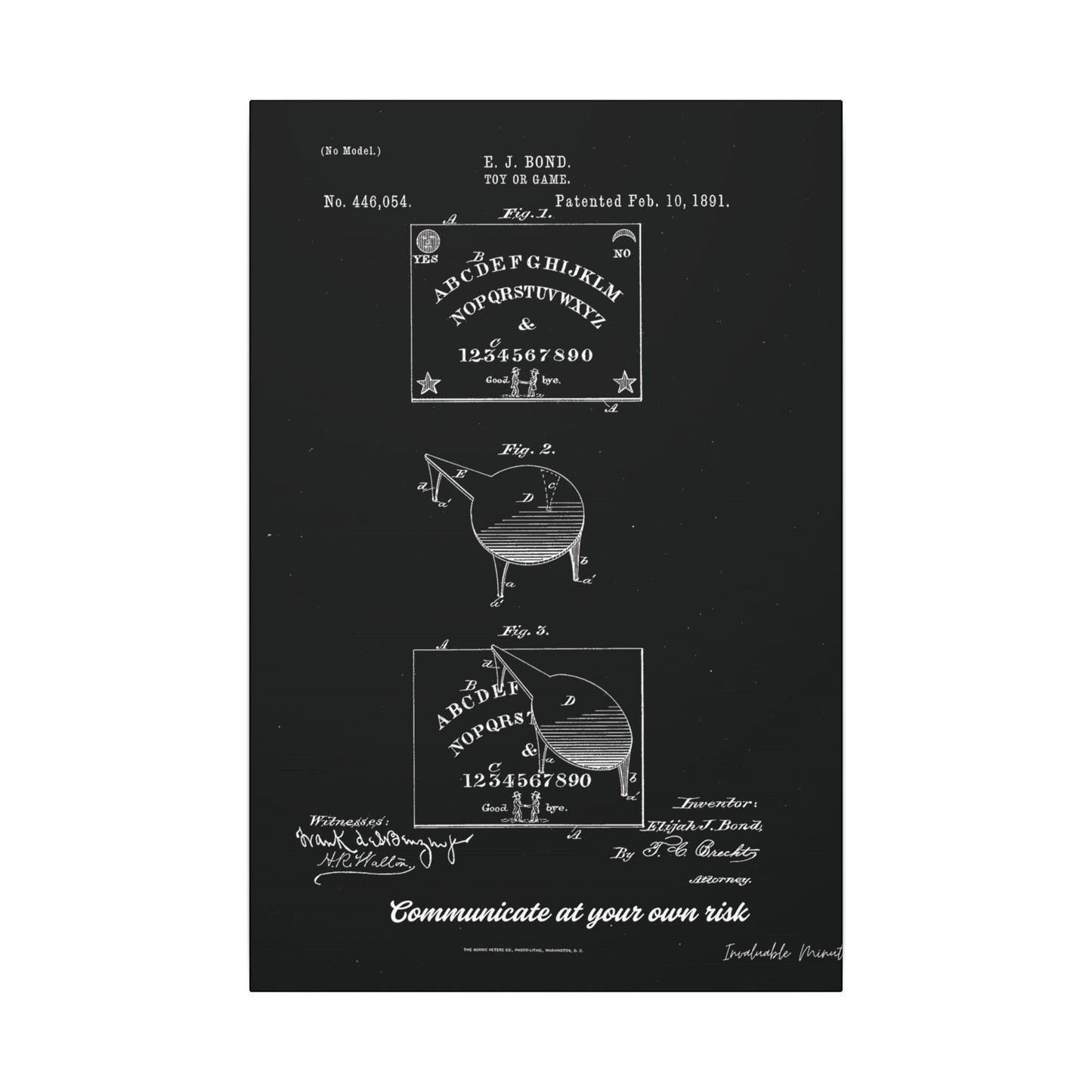 Ouija Board Patent Print (1891) – Gothic Spirit Board Canvas Wall Art