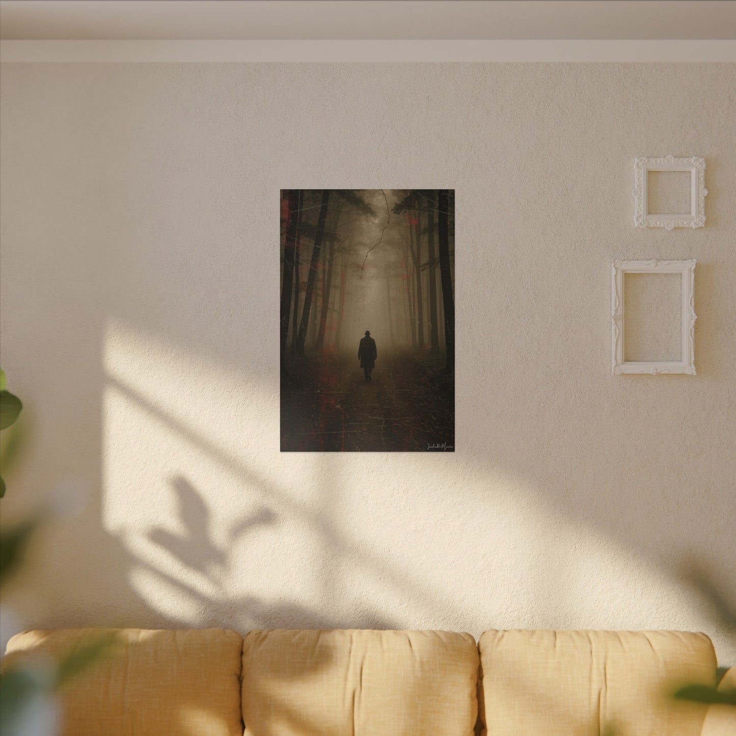 Vertical Foggy Forest Canvas Print – 'The Wanderer' | Moody Wall Art, Atmospheric Decor, Gothic Forestcore Vibes