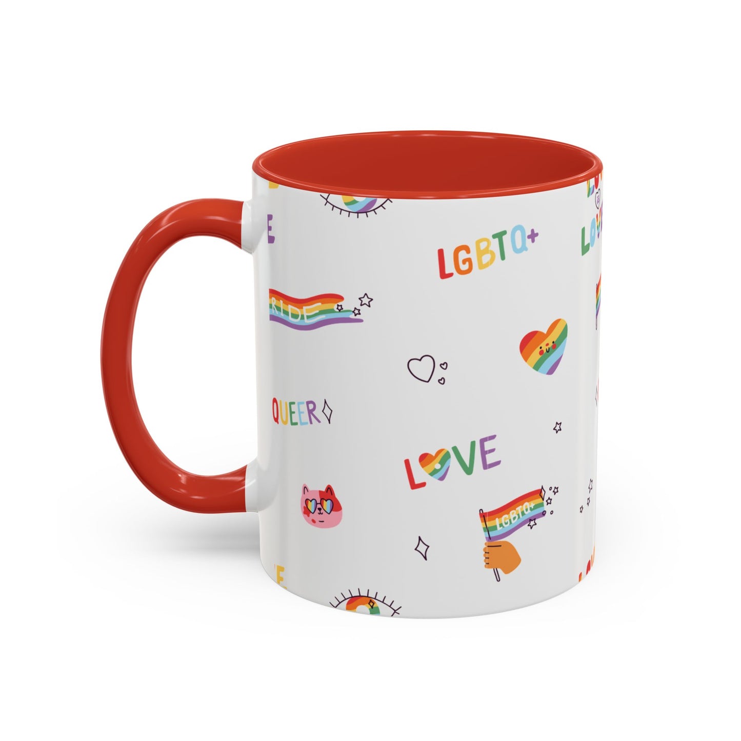Minimalist Pride Accent Mug | LGBTQ+ Love Ceramic Cup | 11oz & 15oz