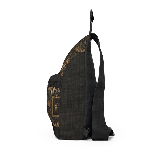 Boho Floral Pattern Sling Bag - Vintage Earth Tone Crossbody Pack