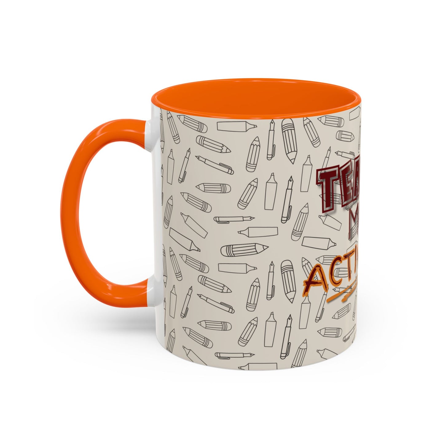 Funny Teacher Coffee Mug – Back to School Gift – “Teacher Mode Activated” – Color Accent 11oz 15oz – Classroom Decor – Durable Ceramic – Education Life