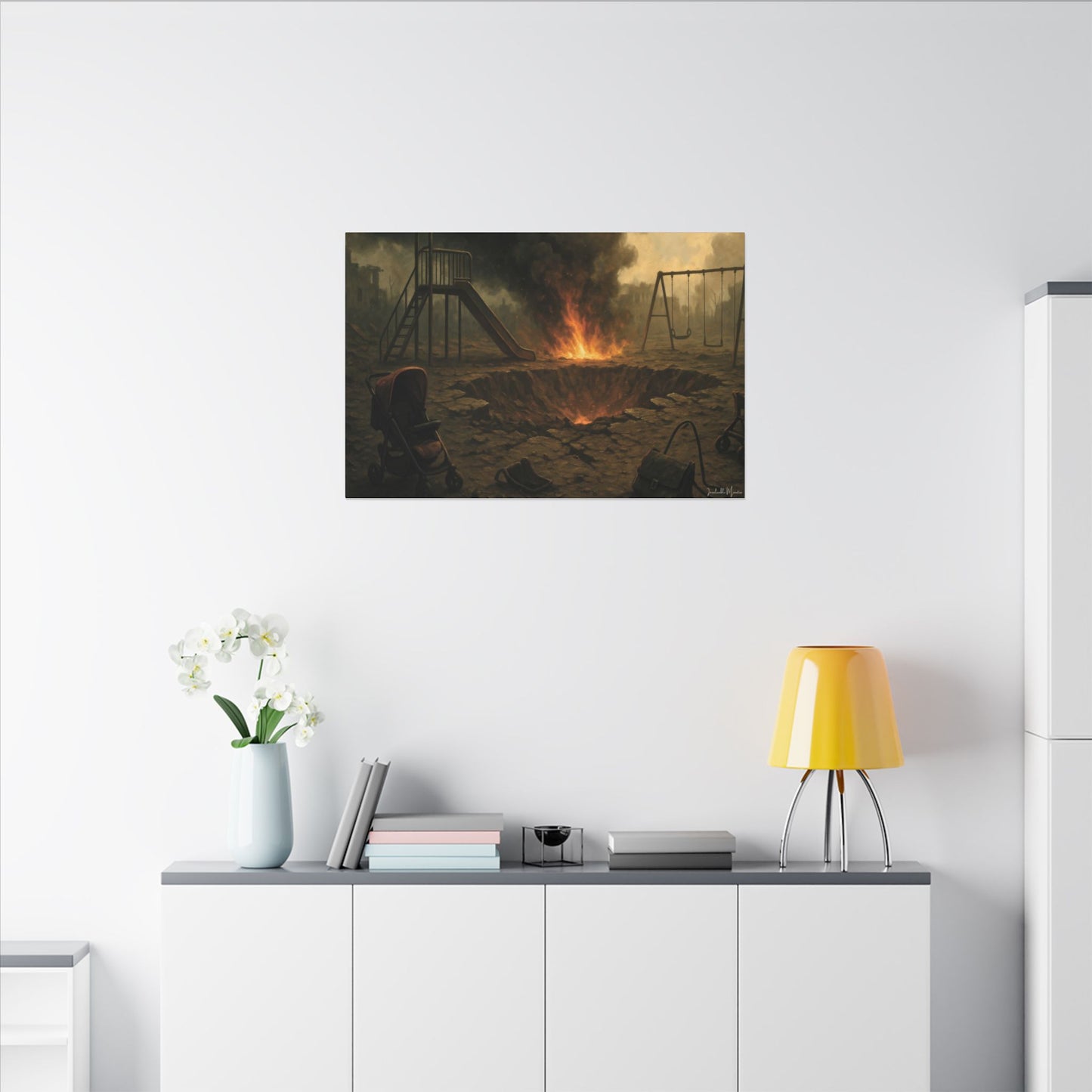 Apocalyptic Playground Canvas Print – Dark Surreal Landscape Wall Art – Post-Apocalyptic Home Décor