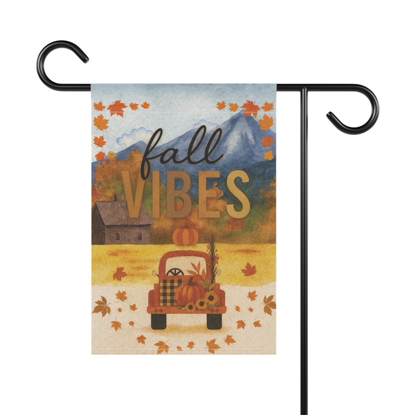 Fall Vibes Flag – Pumpkin Truck Garden Banner & House Flag | Rustic Autumn Outdoor Décor