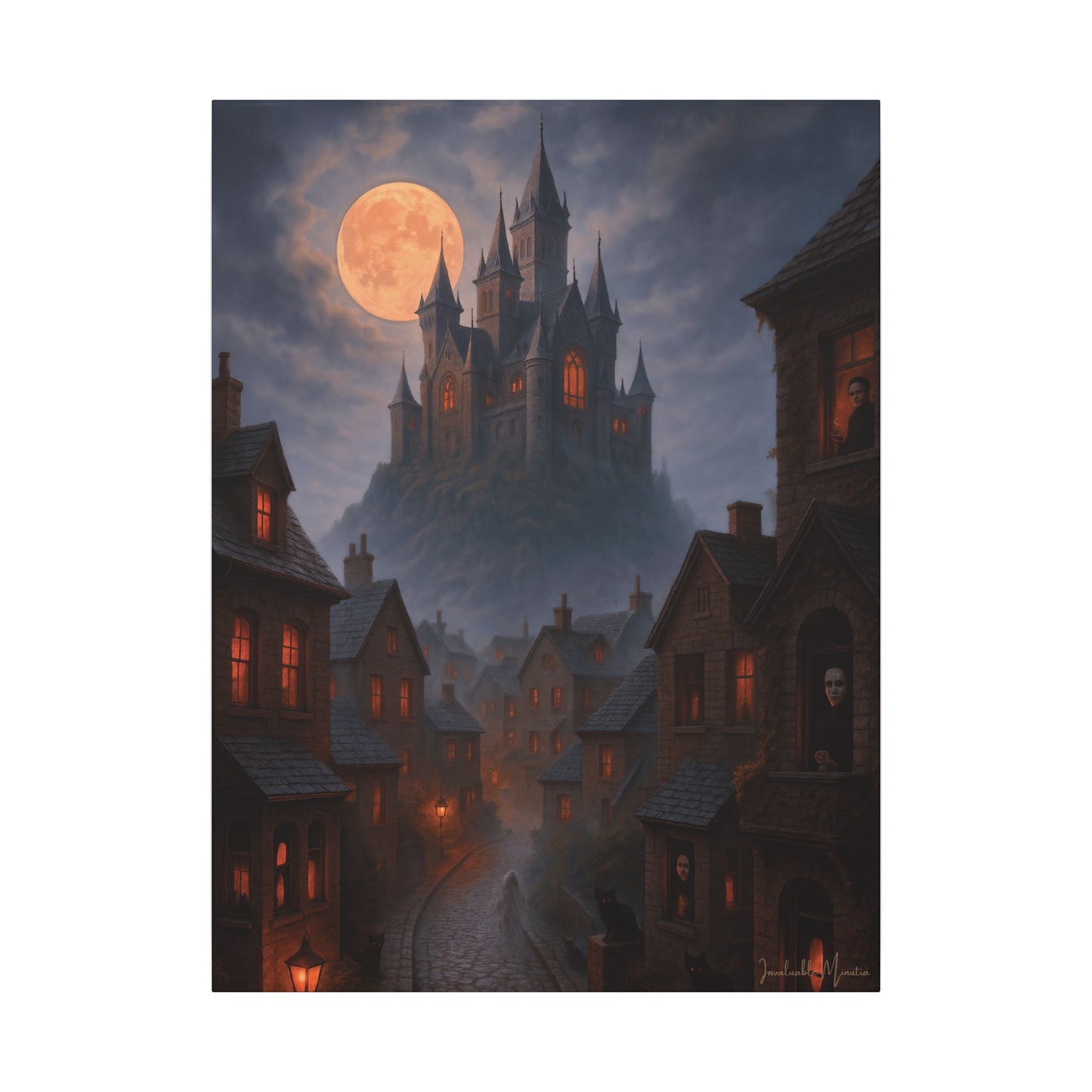 Haunted Hilltop Castle Canvas Print – Gothic Halloween Wall Art for Spooky Season Decor
