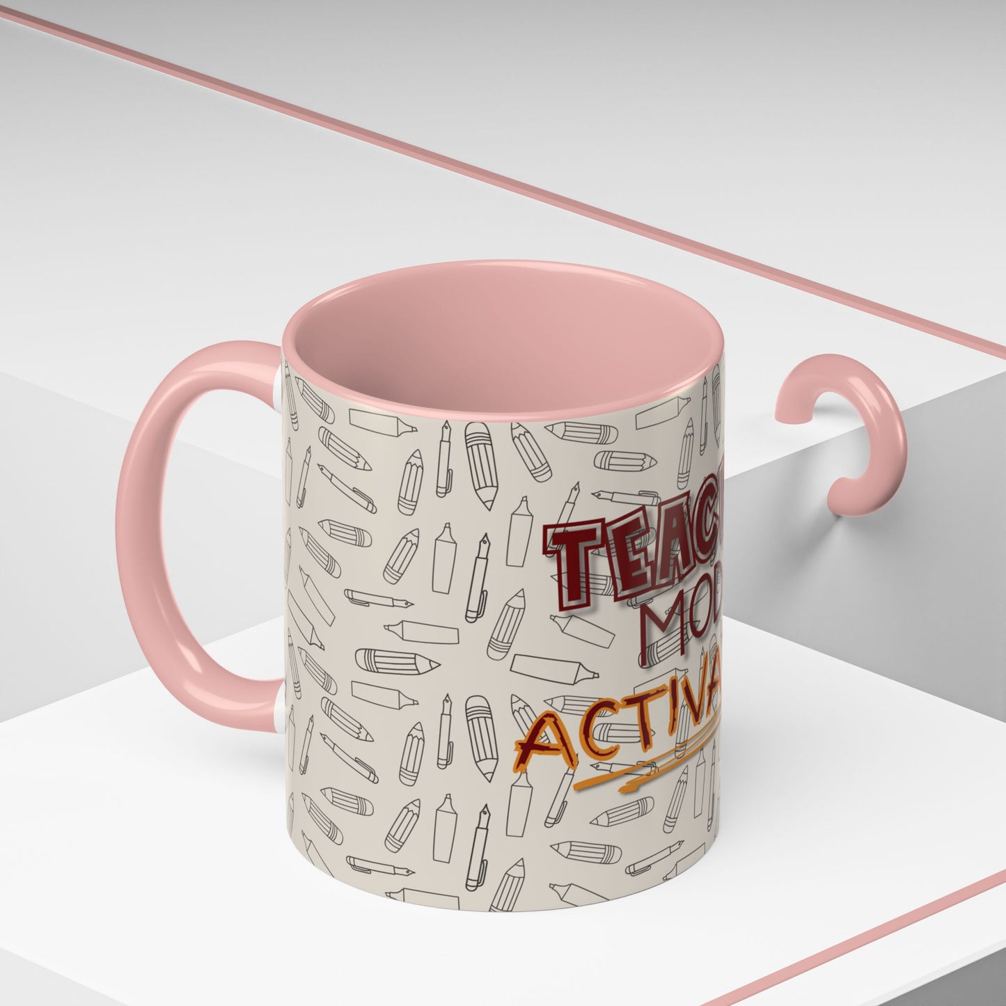 Funny Teacher Coffee Mug – Back to School Gift – “Teacher Mode Activated” – Color Accent 11oz 15oz – Classroom Decor – Durable Ceramic – Education Life