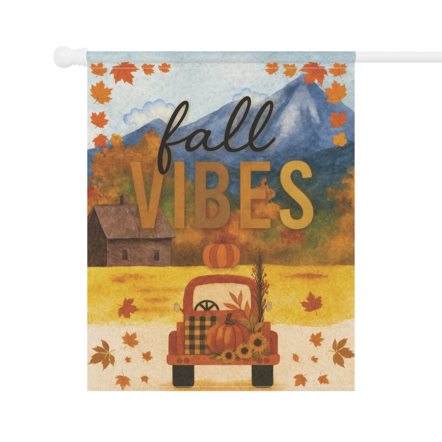 Fall Vibes Flag – Pumpkin Truck Garden Banner & House Flag | Rustic Autumn Outdoor Décor