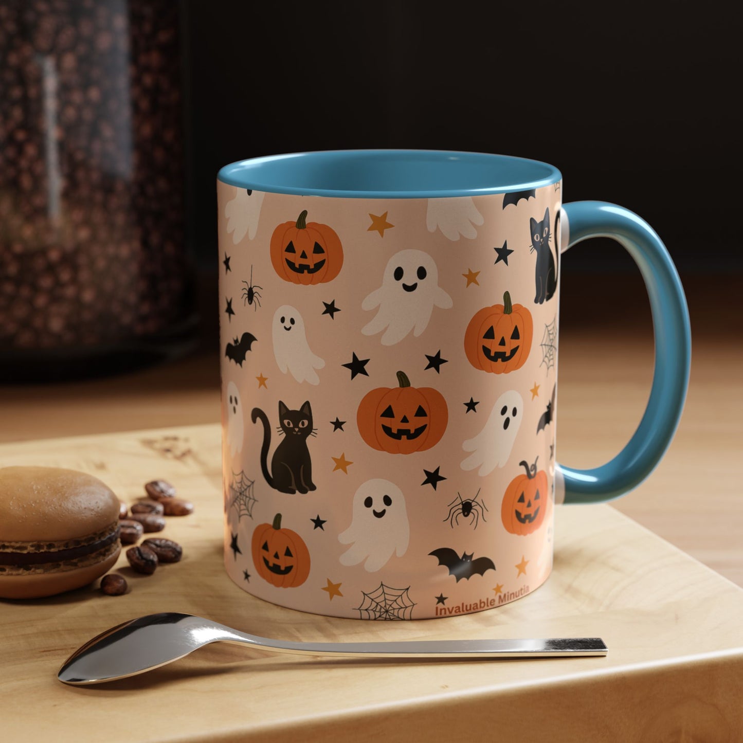 Halloween Color Accent Mug β Ghosts, Pumpkins & Black Cats, Fall Coffee Cup (11oz & 15oz) β Boutique Spooky Season Drinkware