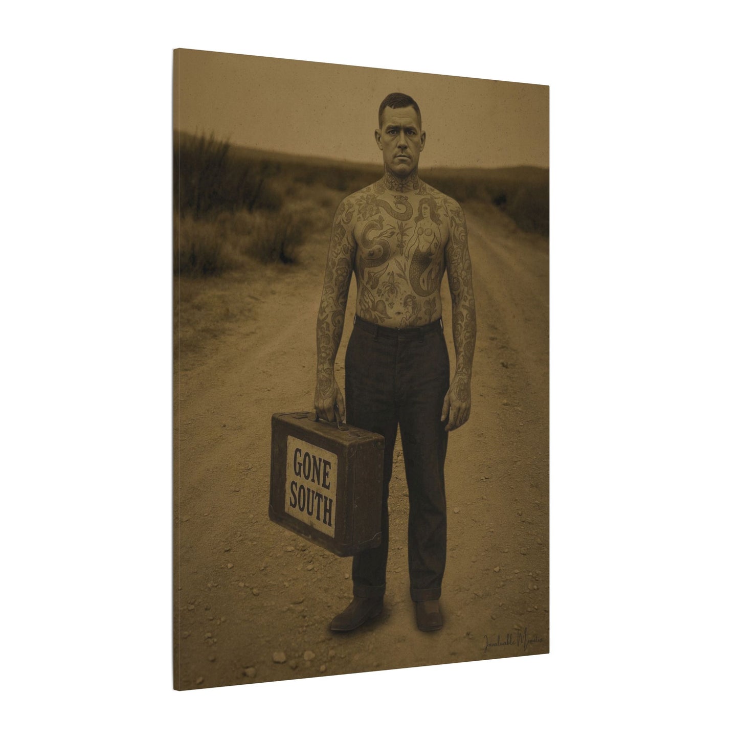 The Tattooed Man – Matte Canvas Print (Gallery-Wrapped) 0.75" – Vintage Circus-Inspired Canvas Wall Art