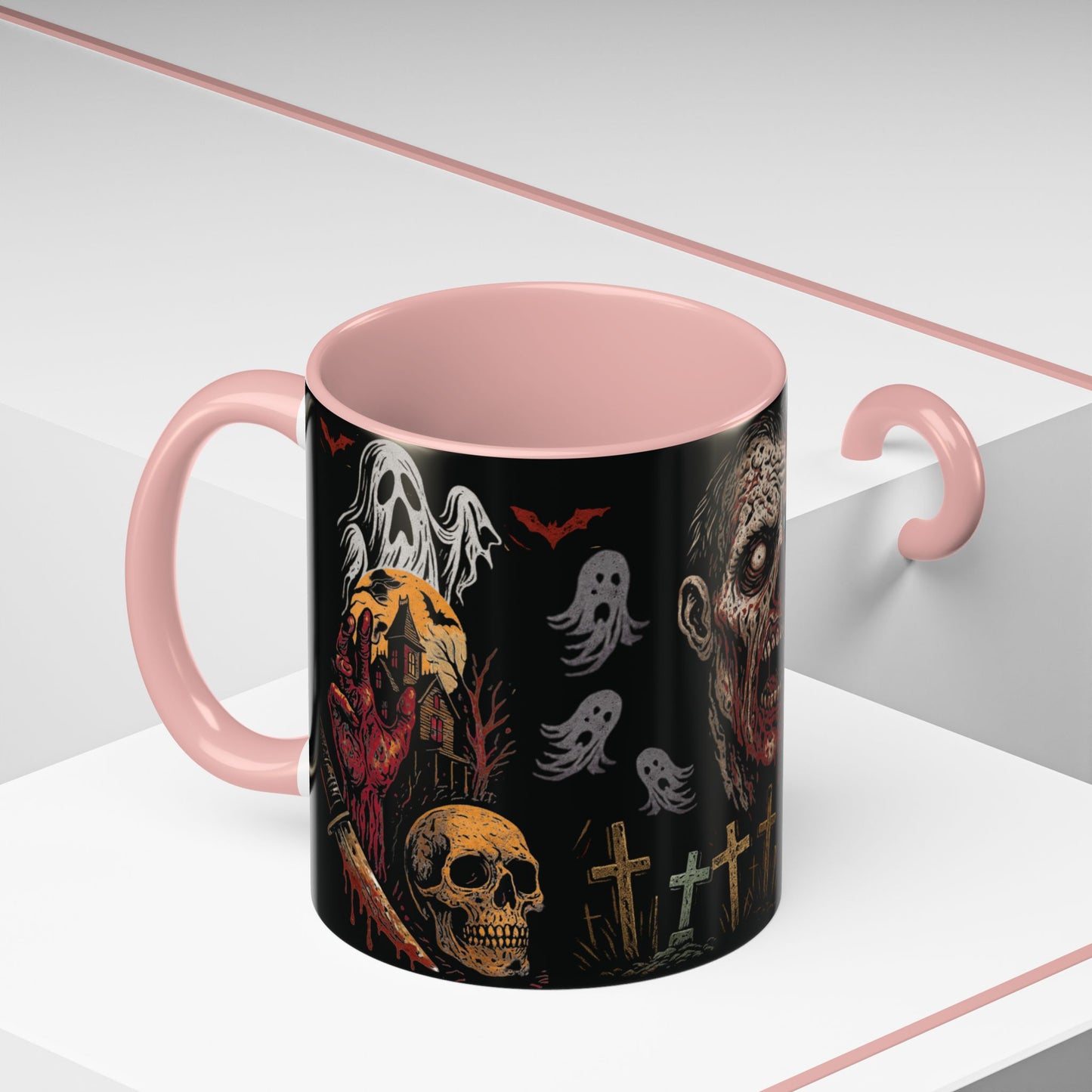 Horror Coffee Mug – Zombie Graveyard Halloween Design – 11oz & 15oz Ceramic – Creepy Goth Kitchen Decor