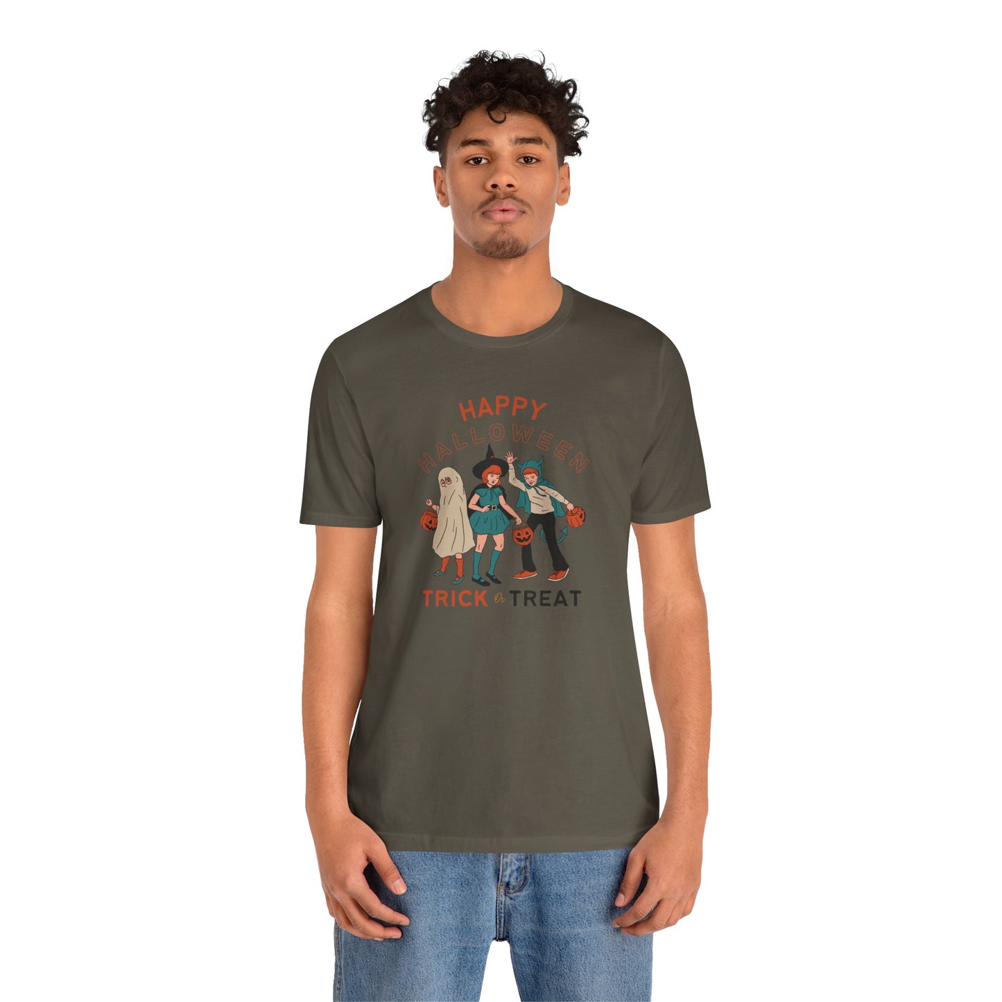 Happy Halloween Trick or Treat Vintage Vibe Tee โ Bella+Canvas 3001