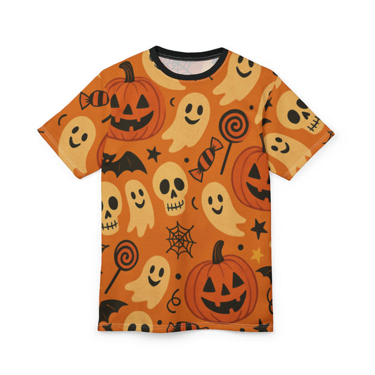 Trick or Treat All-Over Print Tee – Vintage Halloween Ghosts & Pumpkins