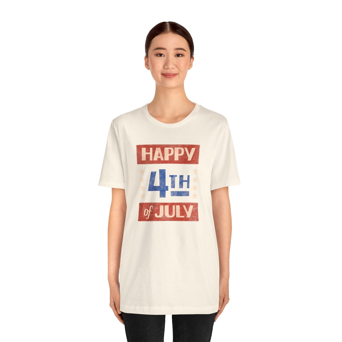 Happy 4th / Land of the Free Tee – Dual-Sided Print – Unisex Bella + Canvas Jersey T-Shirt