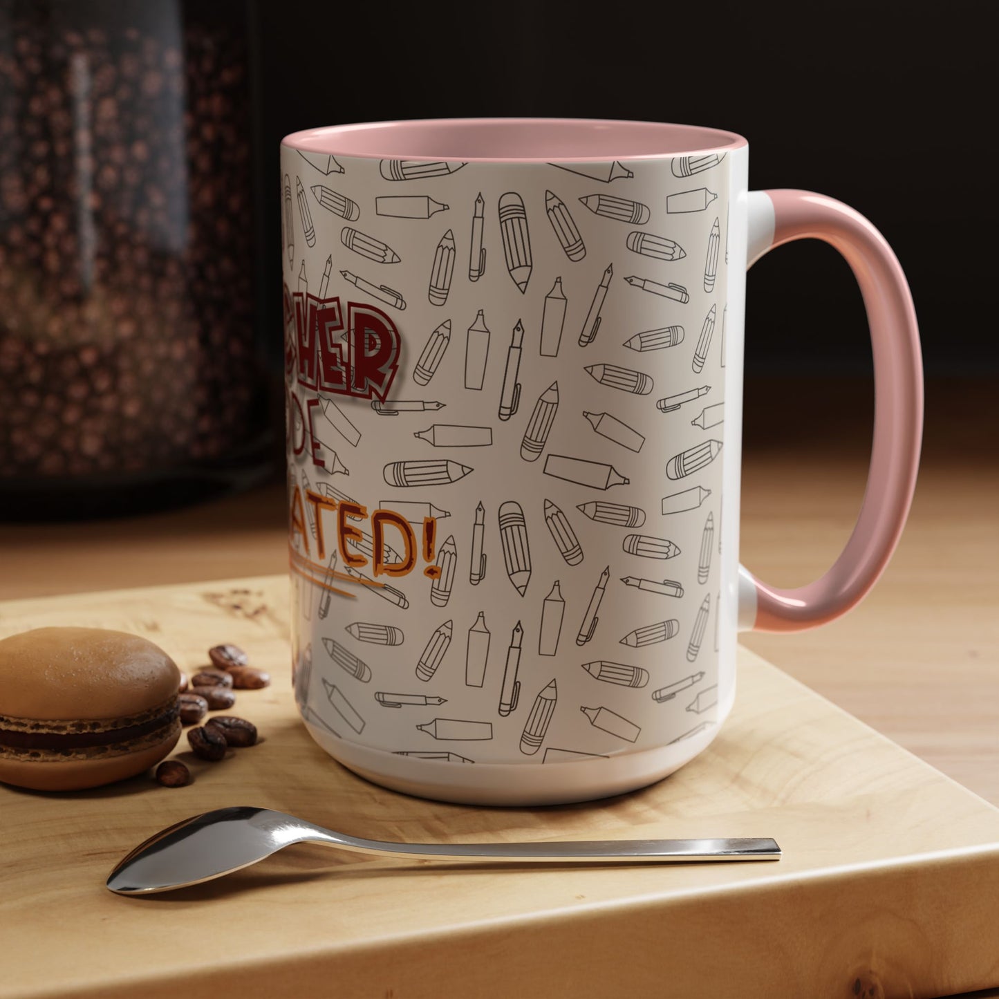 Funny Teacher Coffee Mug – Back to School Gift – “Teacher Mode Activated” – Color Accent 11oz 15oz – Classroom Decor – Durable Ceramic – Education Life