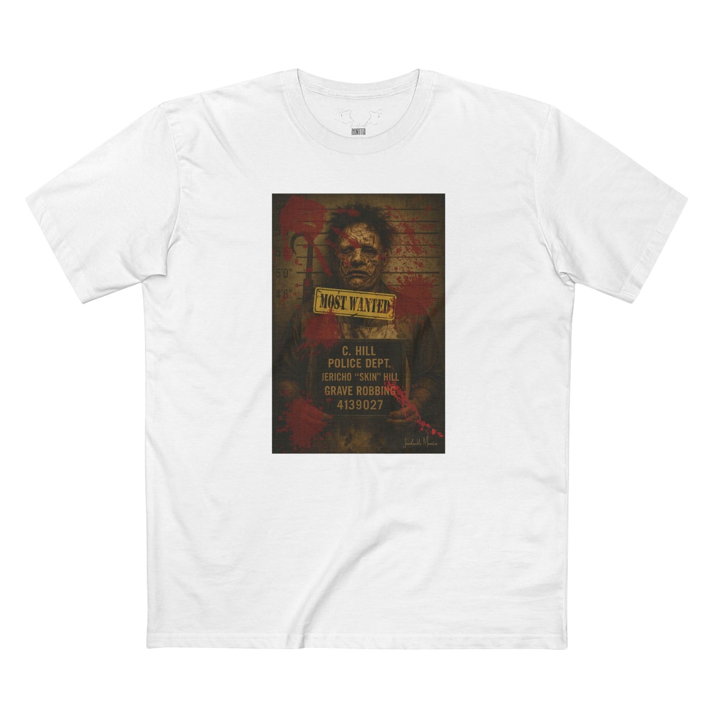Leatherface Mugshot T-Shirt – Premium AS Colour 5001 Horror Tee