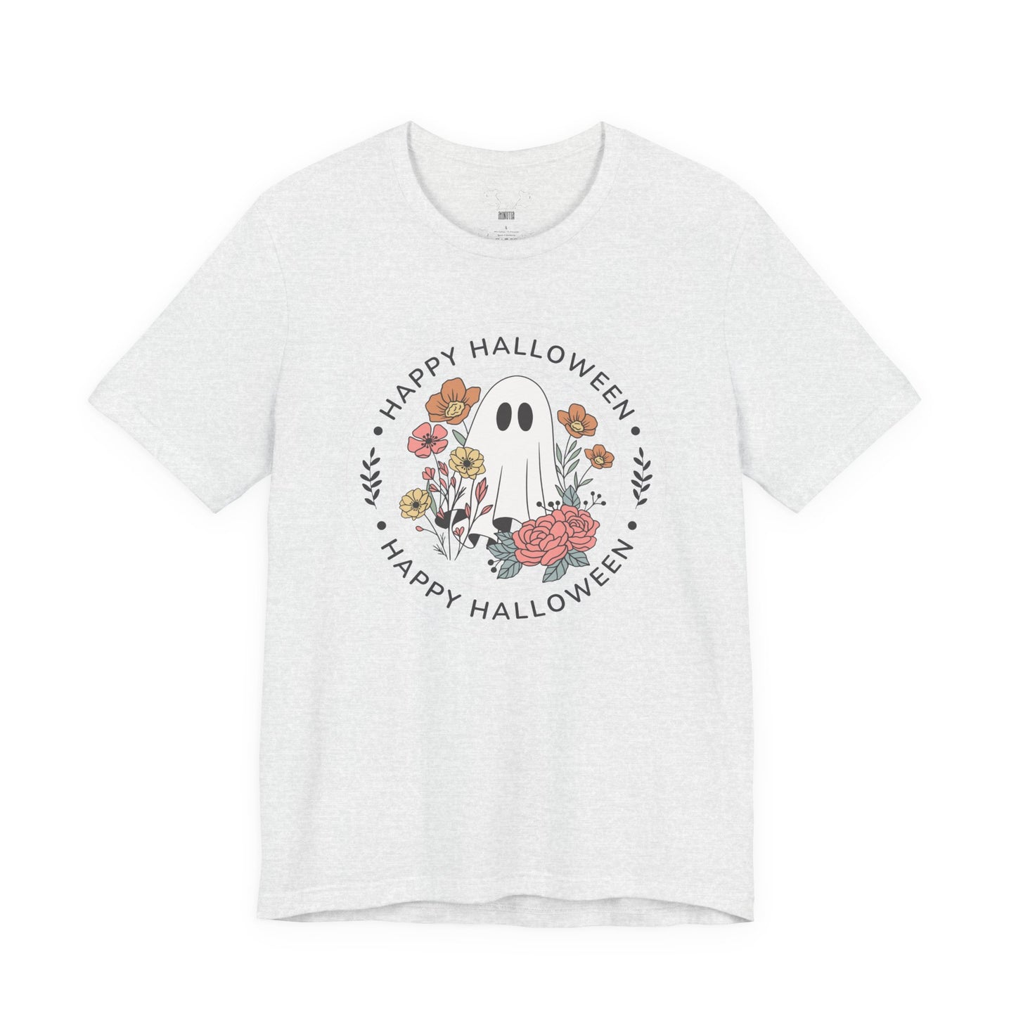 Happy Halloween Floral Ghost Tee – Bella+Canvas 3001