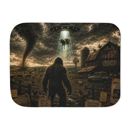 Bigfoot UFO Encounter Sherpa Fleece Blanket