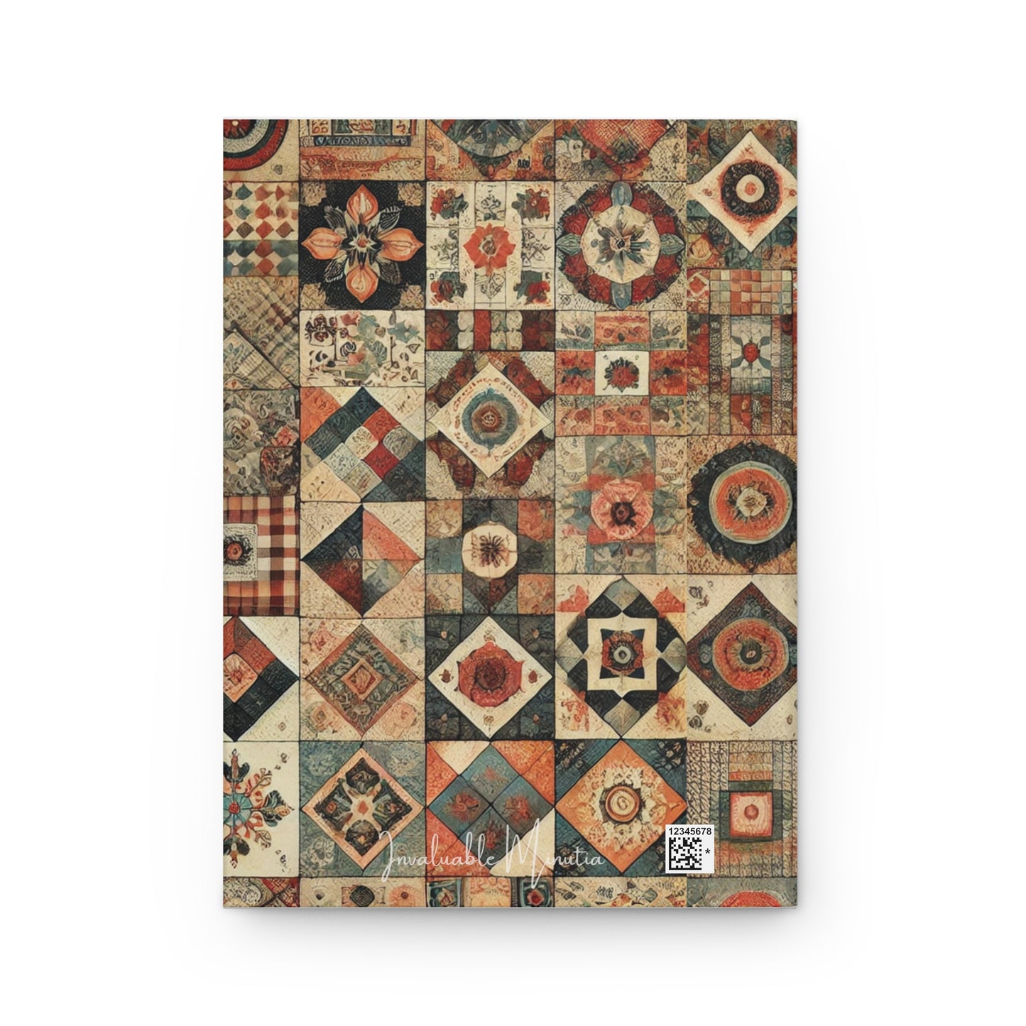 Vintage-Inspired Patterned Patchwork Quilt Composition Journal – Hardcover Journal