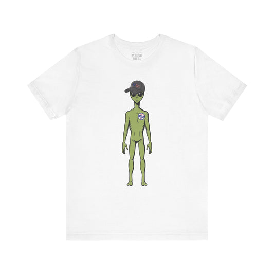 Alien Graphic Tee, Rolig T-shirt för Sci-Fi-älskare, Unisex Vardagskläder, Perfekt för festivaler, Presenter för nördar, Vardagskomfort