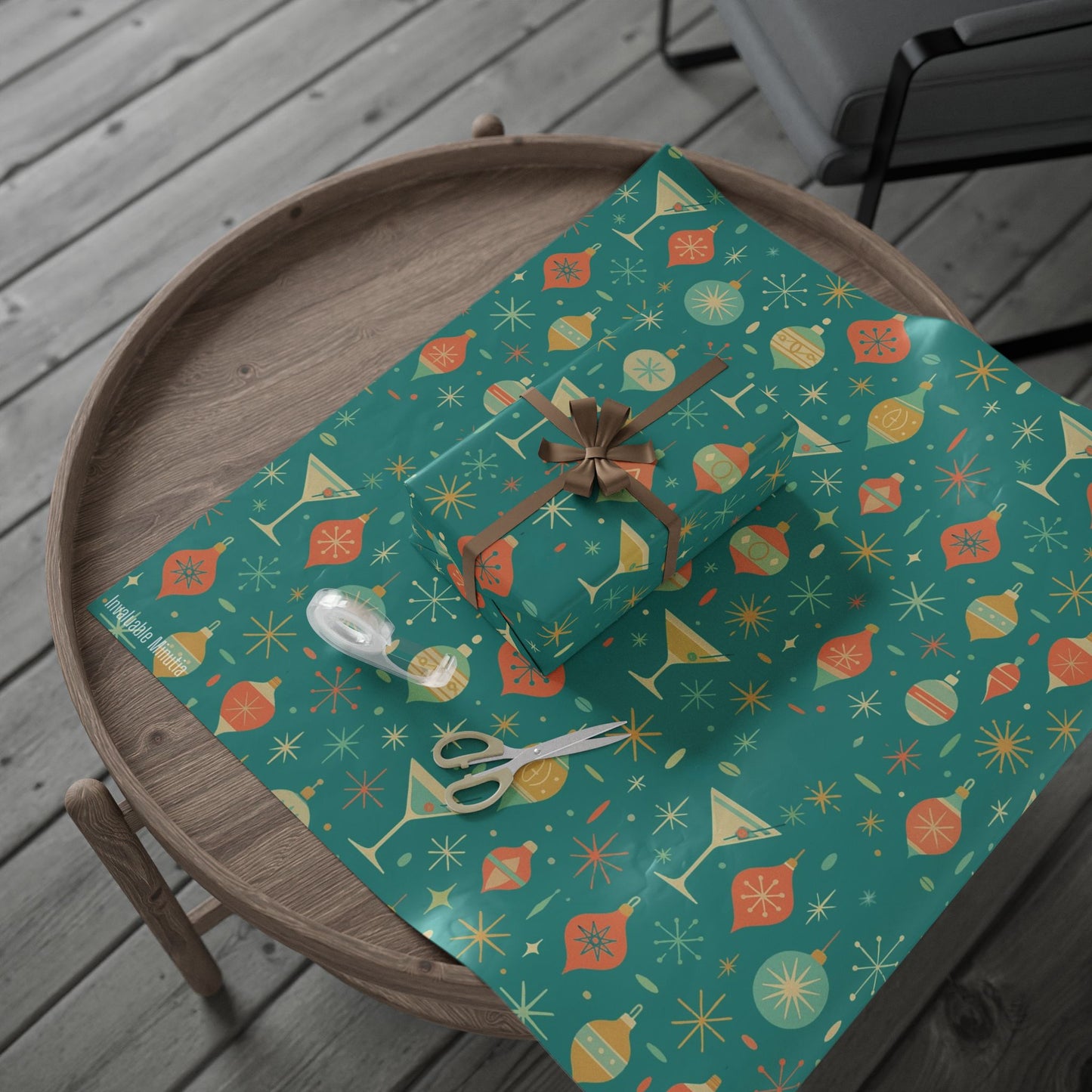 Atomic Christmas Cocktail – Mid-Century Holiday Wrapping Paper, Retro Martini Gift Wrap, 30" Roll (Matte/Gloss)