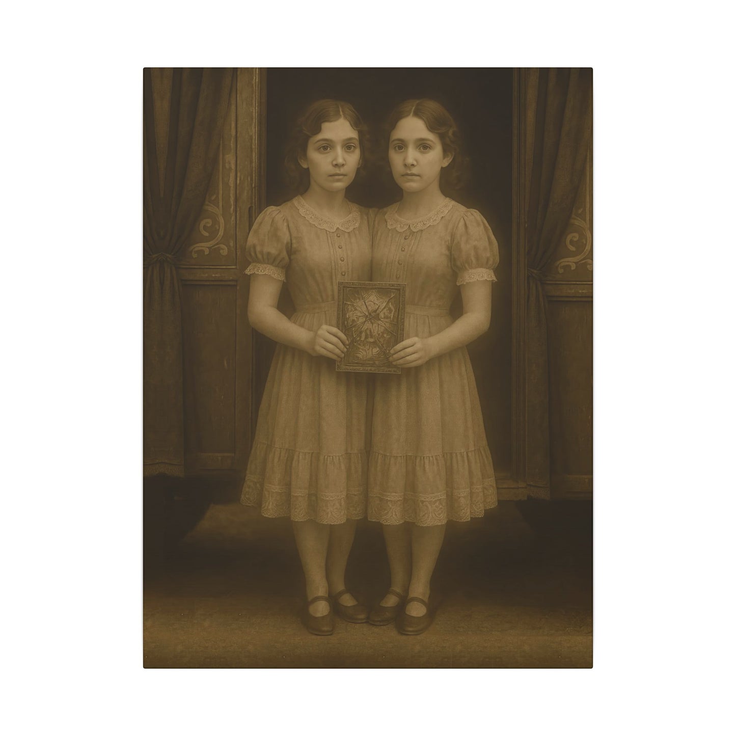 Conjoined Twins – Matte Canvas Print (Gallery-Wrapped) 0.75" – Vintage Circus-Inspired Canvas Wall Art