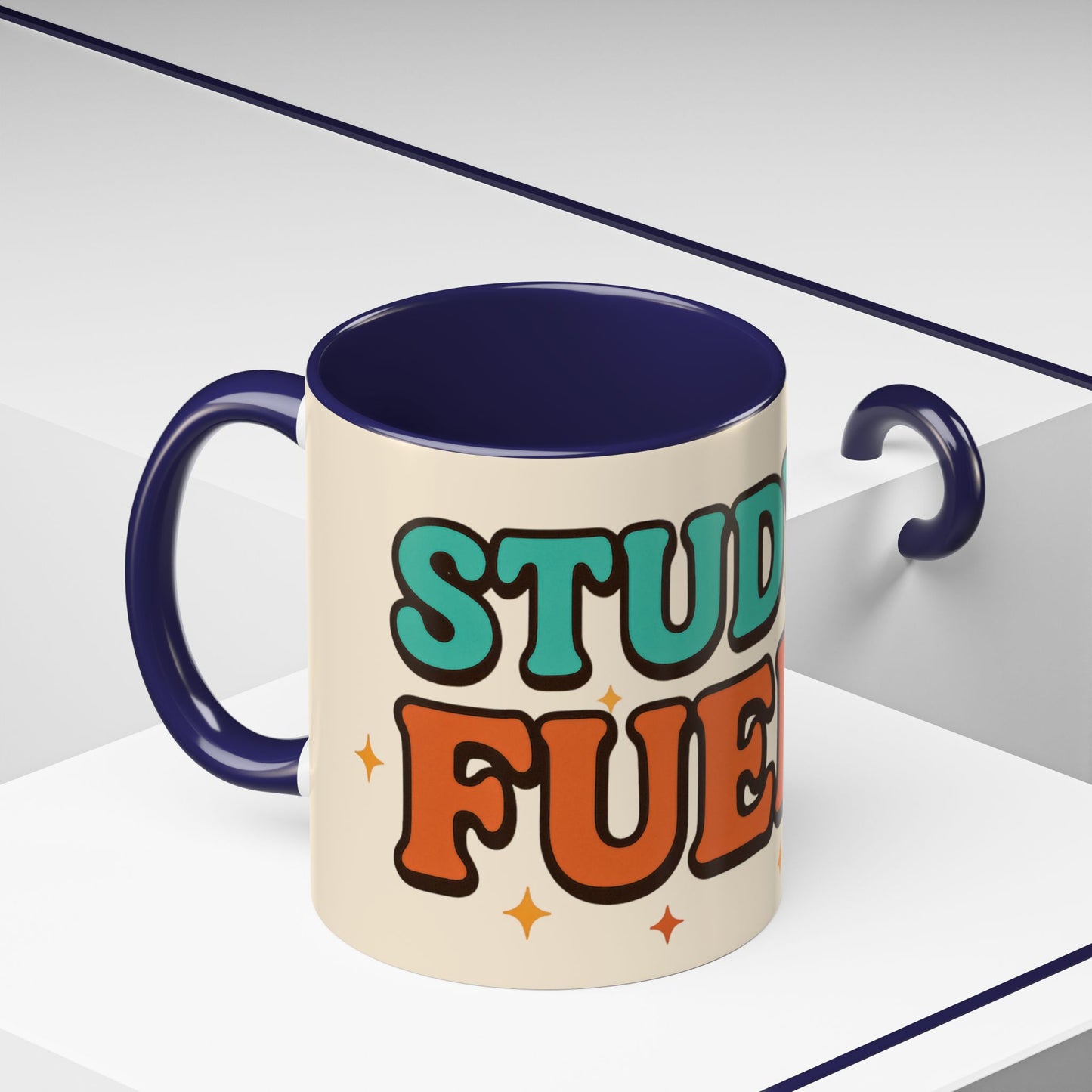 Study Fuel Color Accent Mug (11oz/15oz) – Retro Teacher/Student Coffee Cup • Back to School • Durable Ceramic