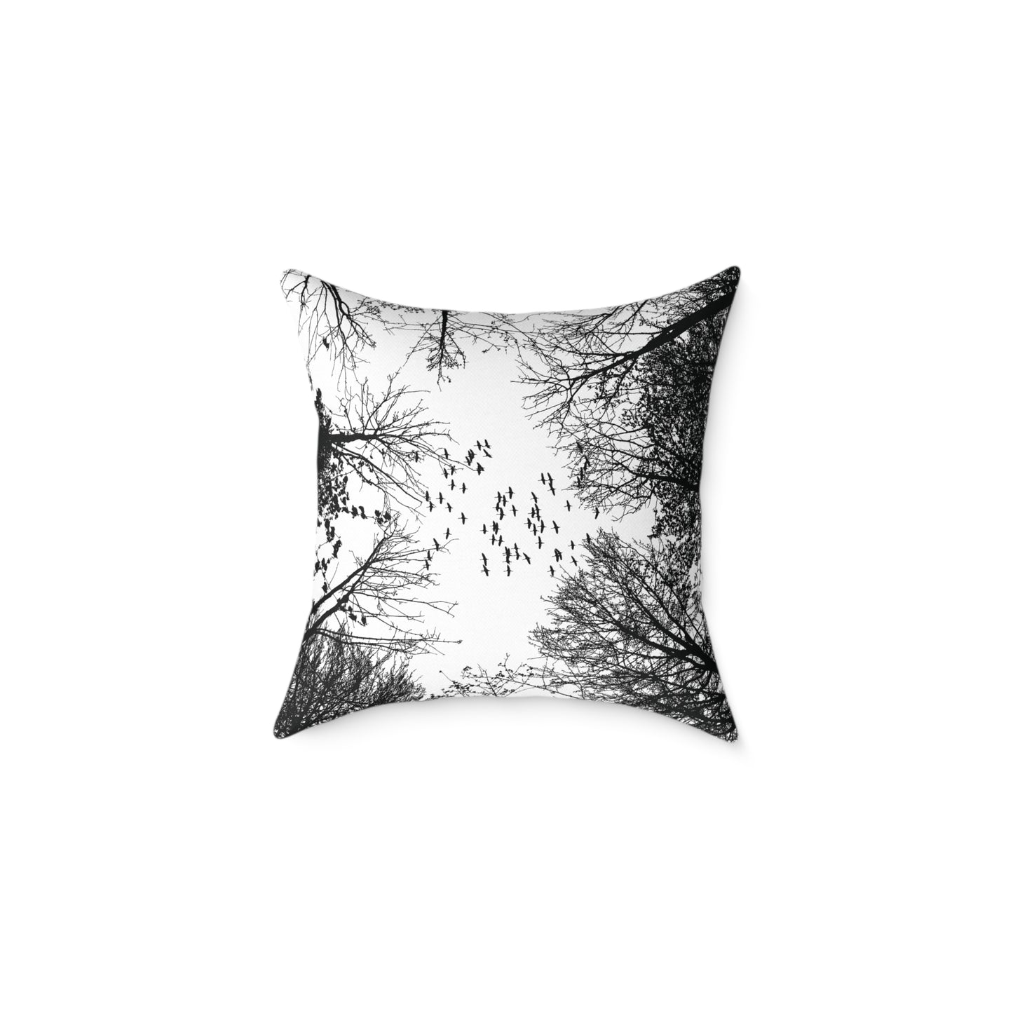 Look Up β Birds in Flight Tree Tops Silhouette Throw Pillow for Dreamers & Forestcore Souls - Canvas Throw Pillow Decor
