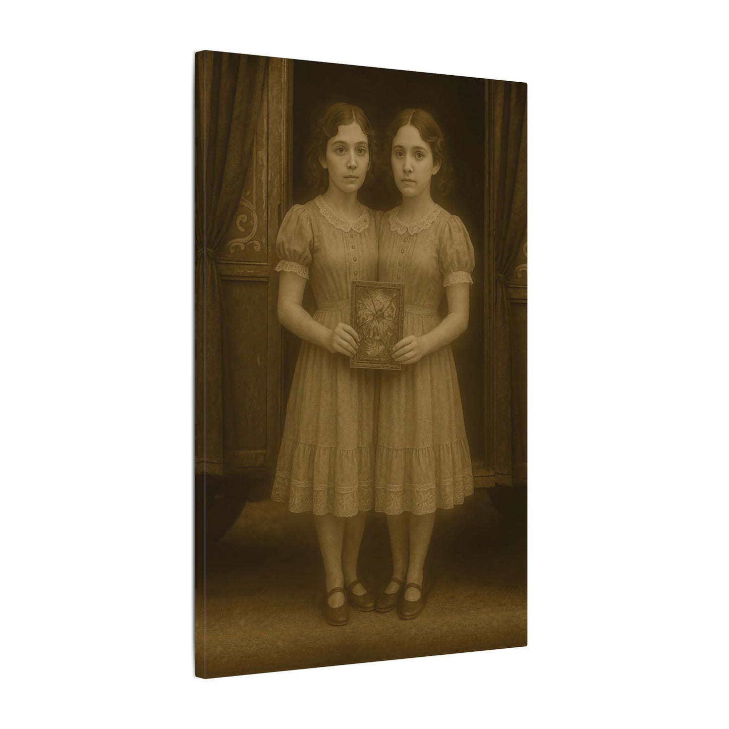 Conjoined Twins – Matte Canvas Print (Gallery-Wrapped) 0.75" – Vintage Circus-Inspired Canvas Wall Art