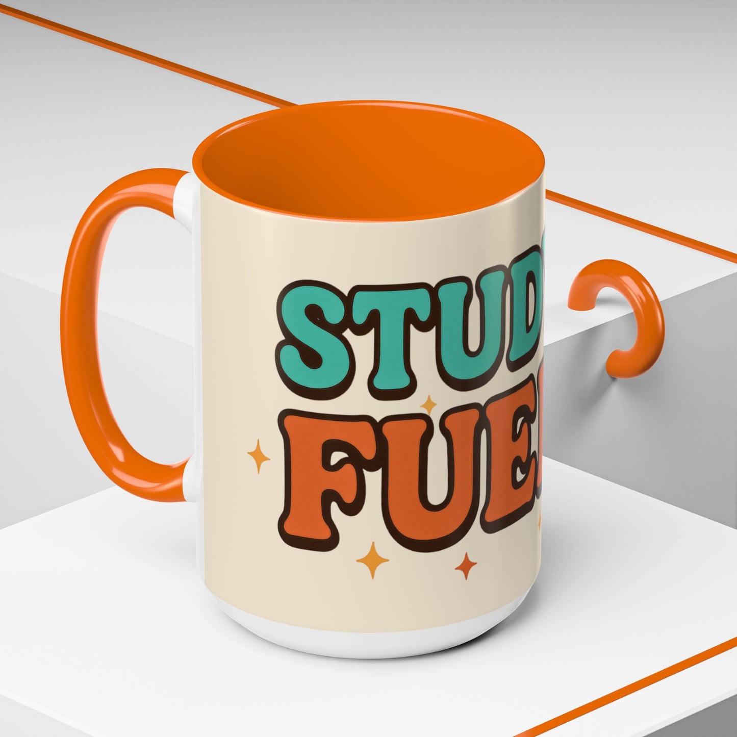 Study Fuel Color Accent Mug (11oz/15oz) – Retro Teacher/Student Coffee Cup • Back to School • Durable Ceramic